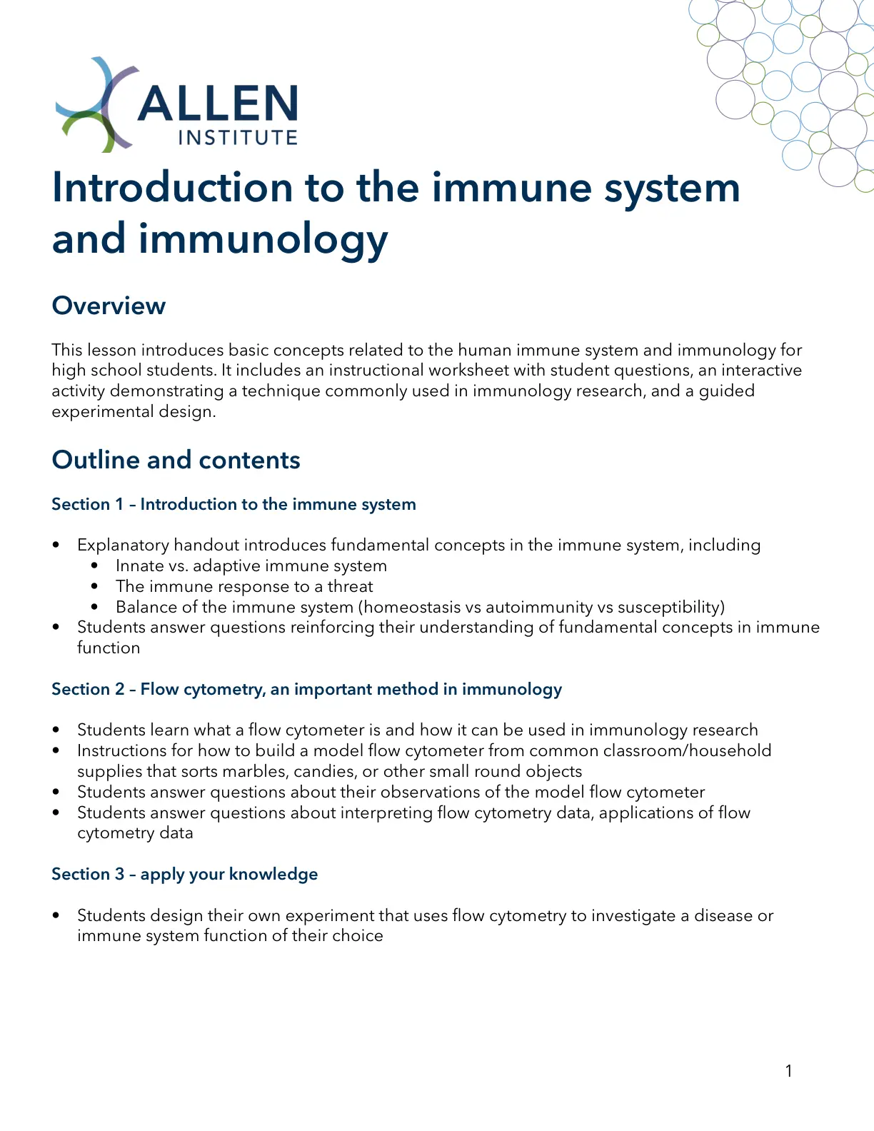 غلاف تقرير Introduction to the immune system and immunology