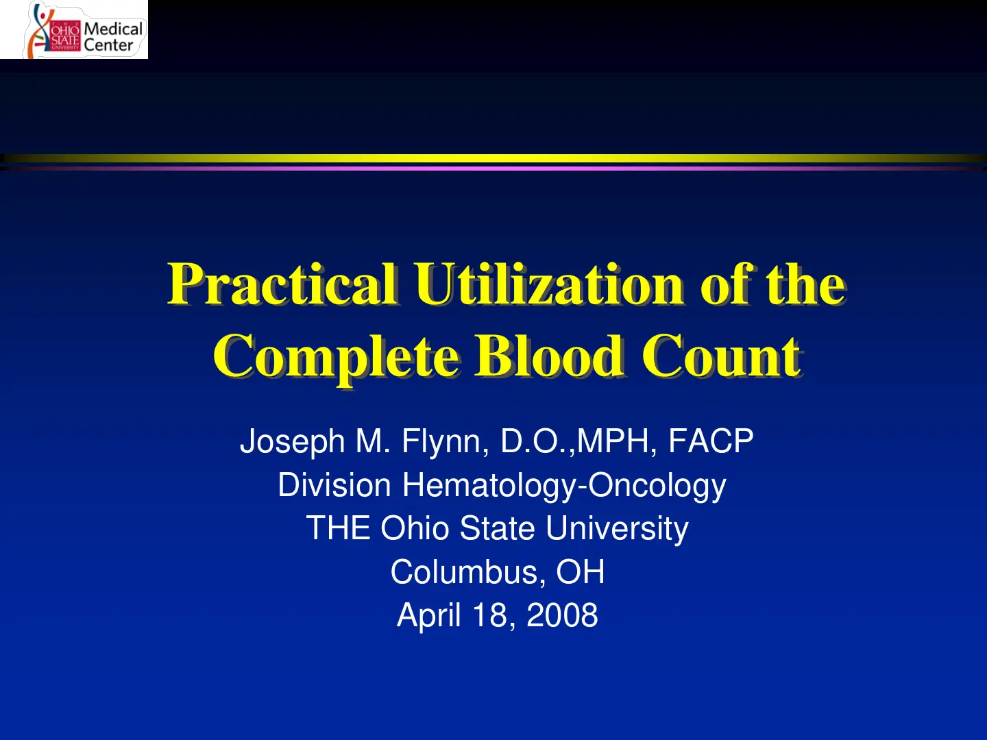 غلاف تقرير Practical Utilization of the Complete Blood Count