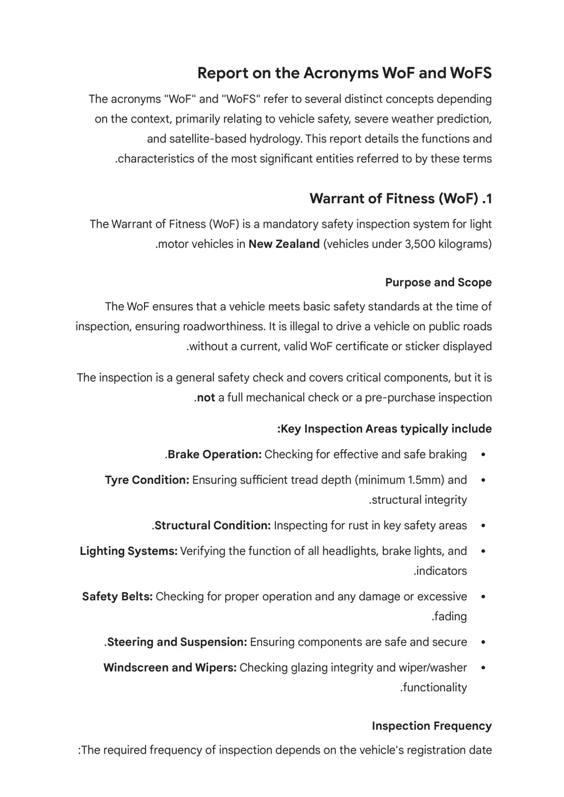 غلاف تقرير Report on the Acronyms WOF and WoFS