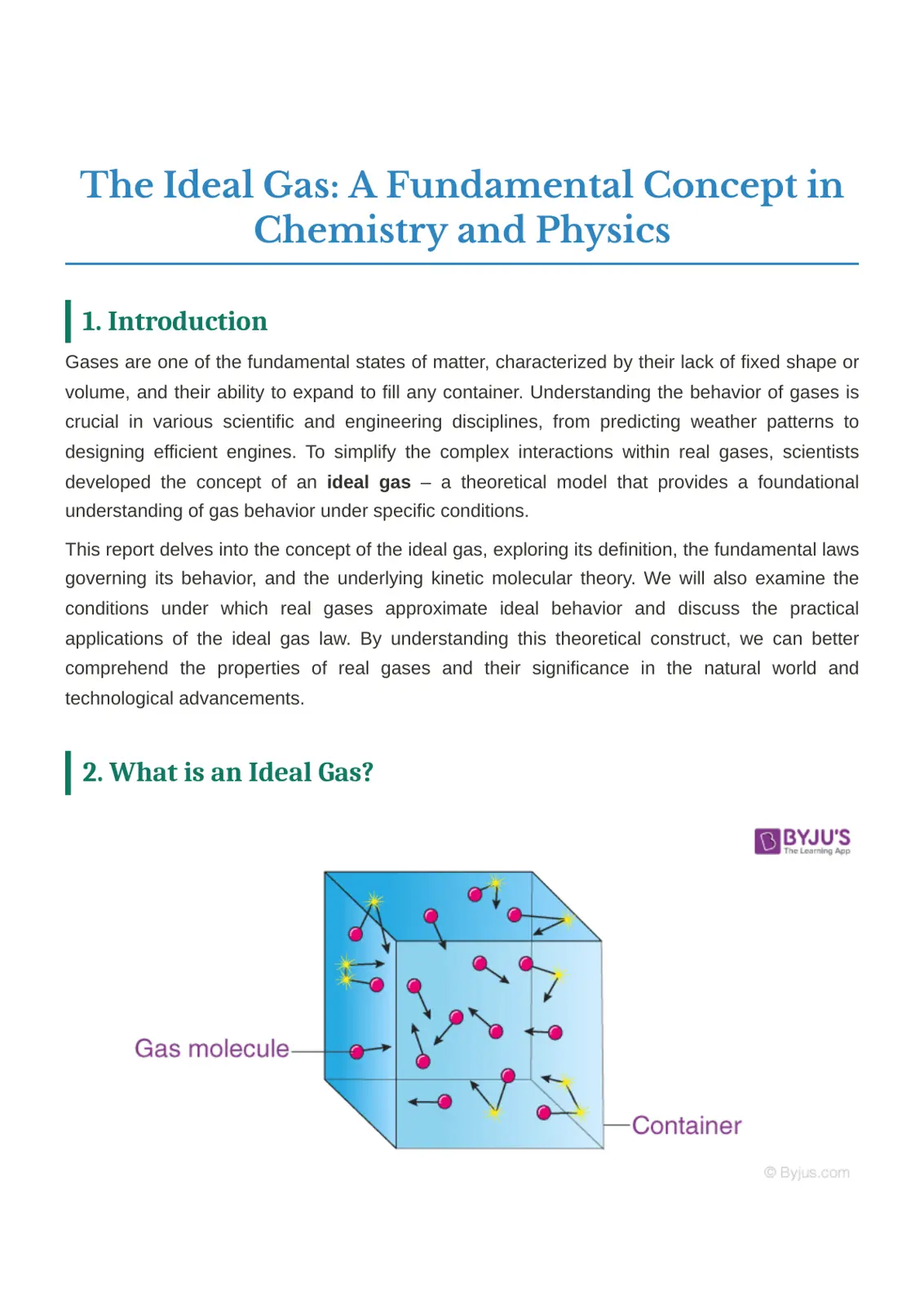 غلاف تقرير The Ideal Gas: A Fundamental Concept in Chemistry and Physics