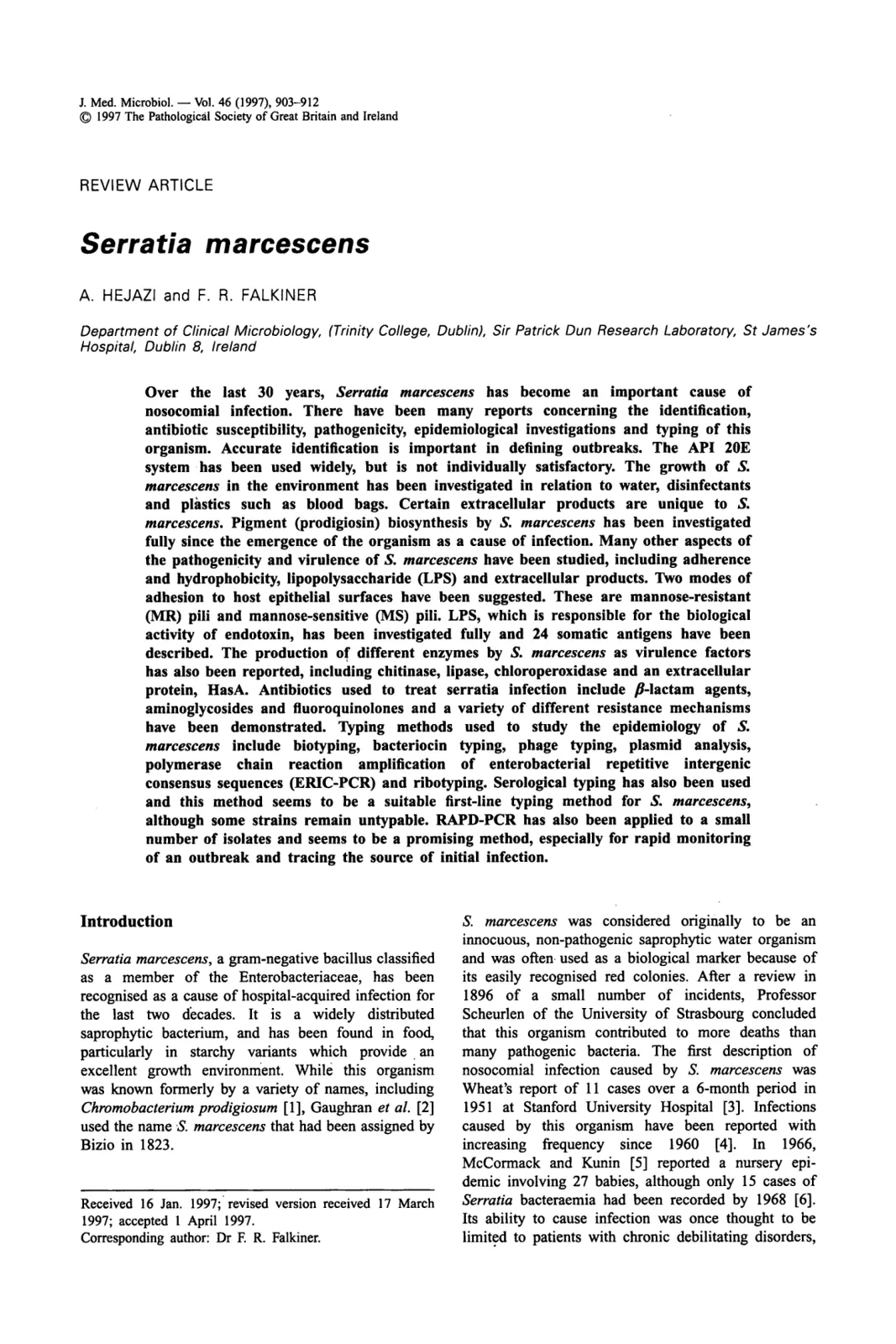 غلاف تقرير Serratia marcescens