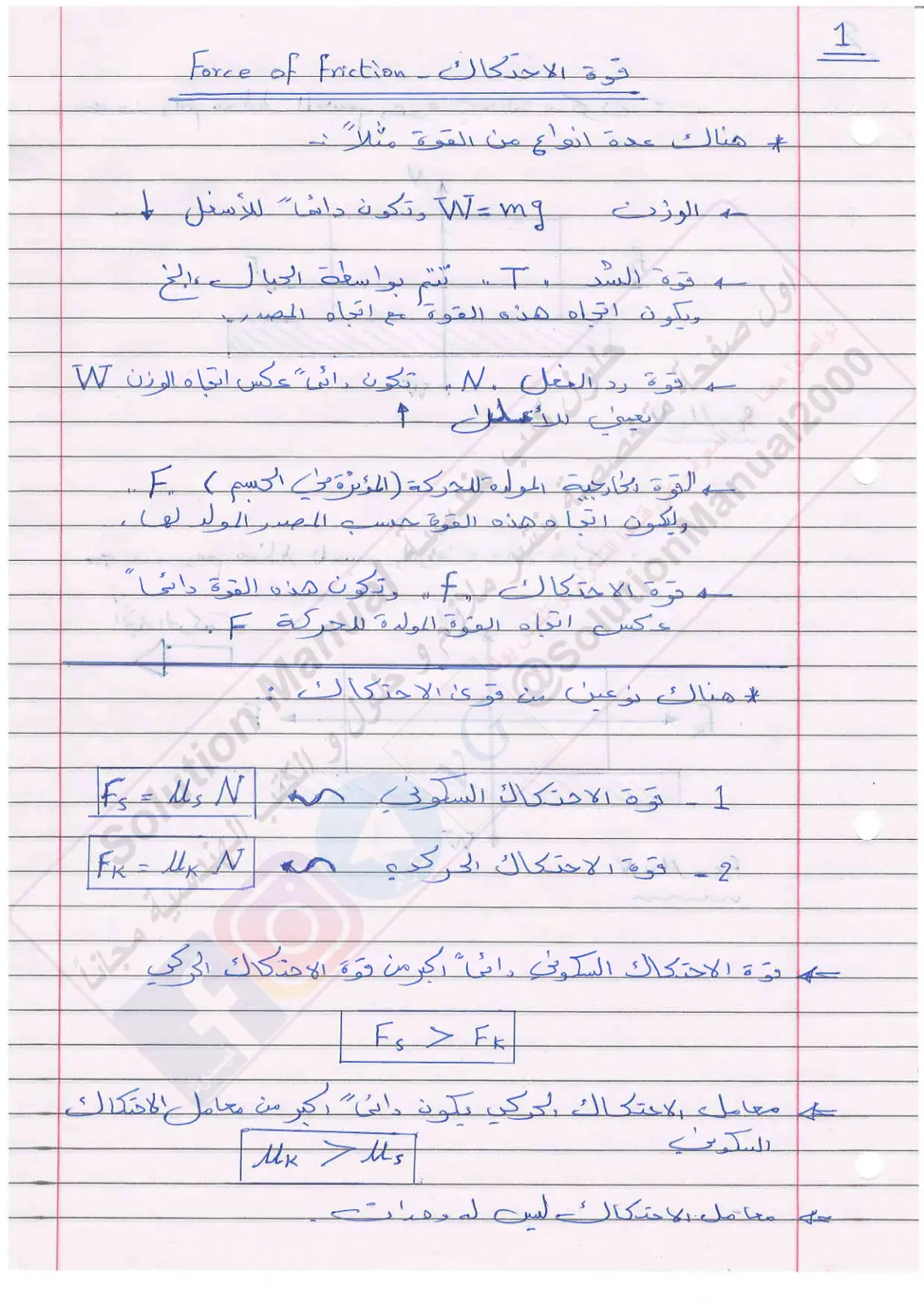 غلاف تقرير قوة الاحتكاك Force of Friction