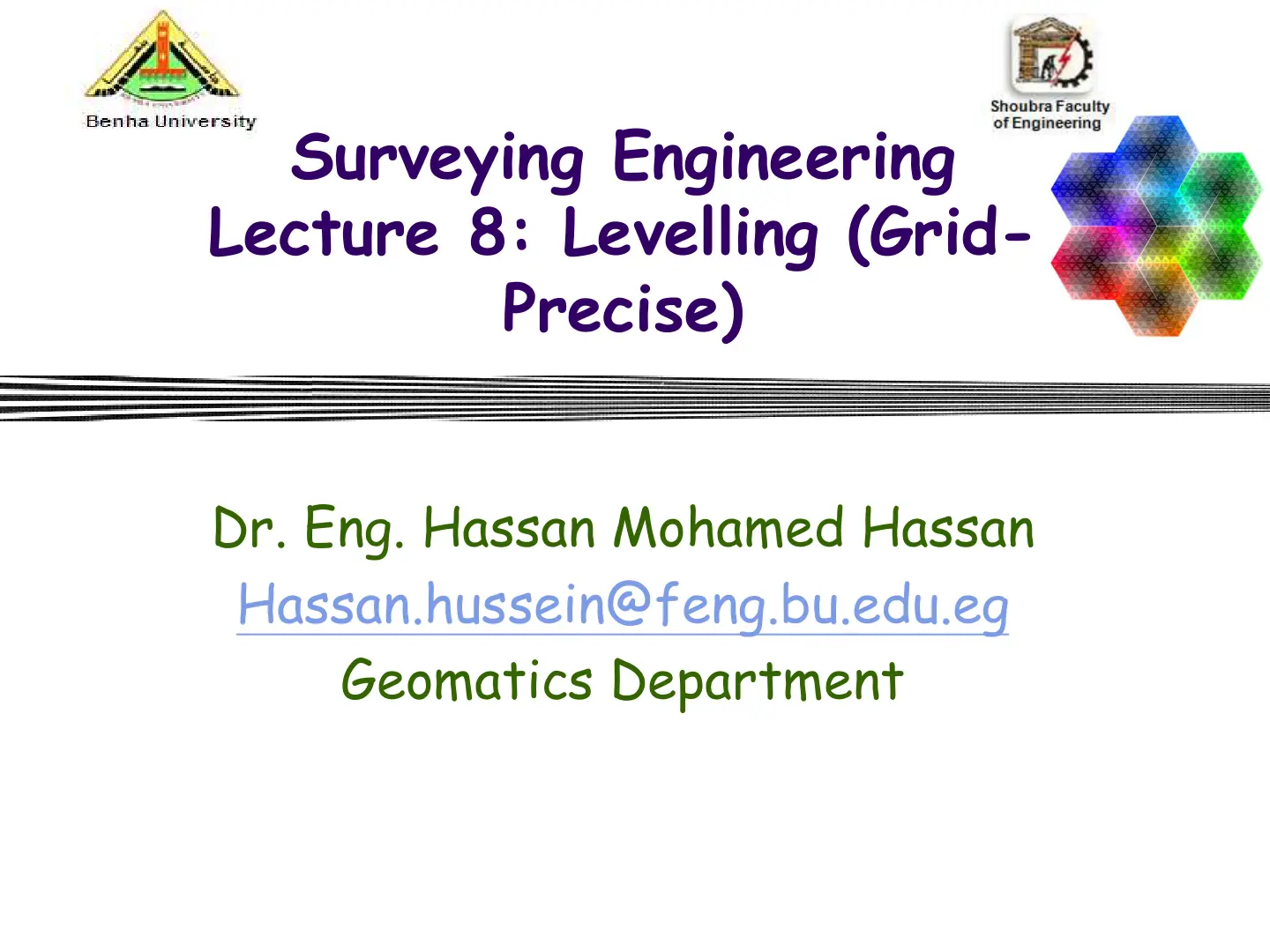 غلاف تقرير Surveying Engineering – Lecture 8: Levelling (Grid-Precise)