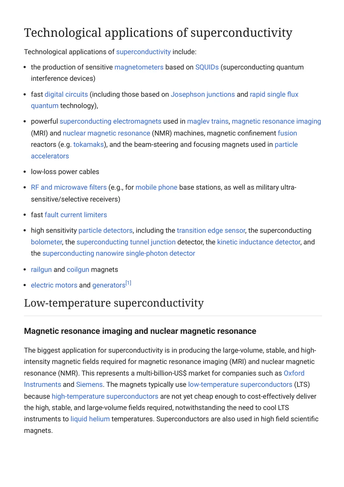 غلاف تقرير Technological applications of superconductivity