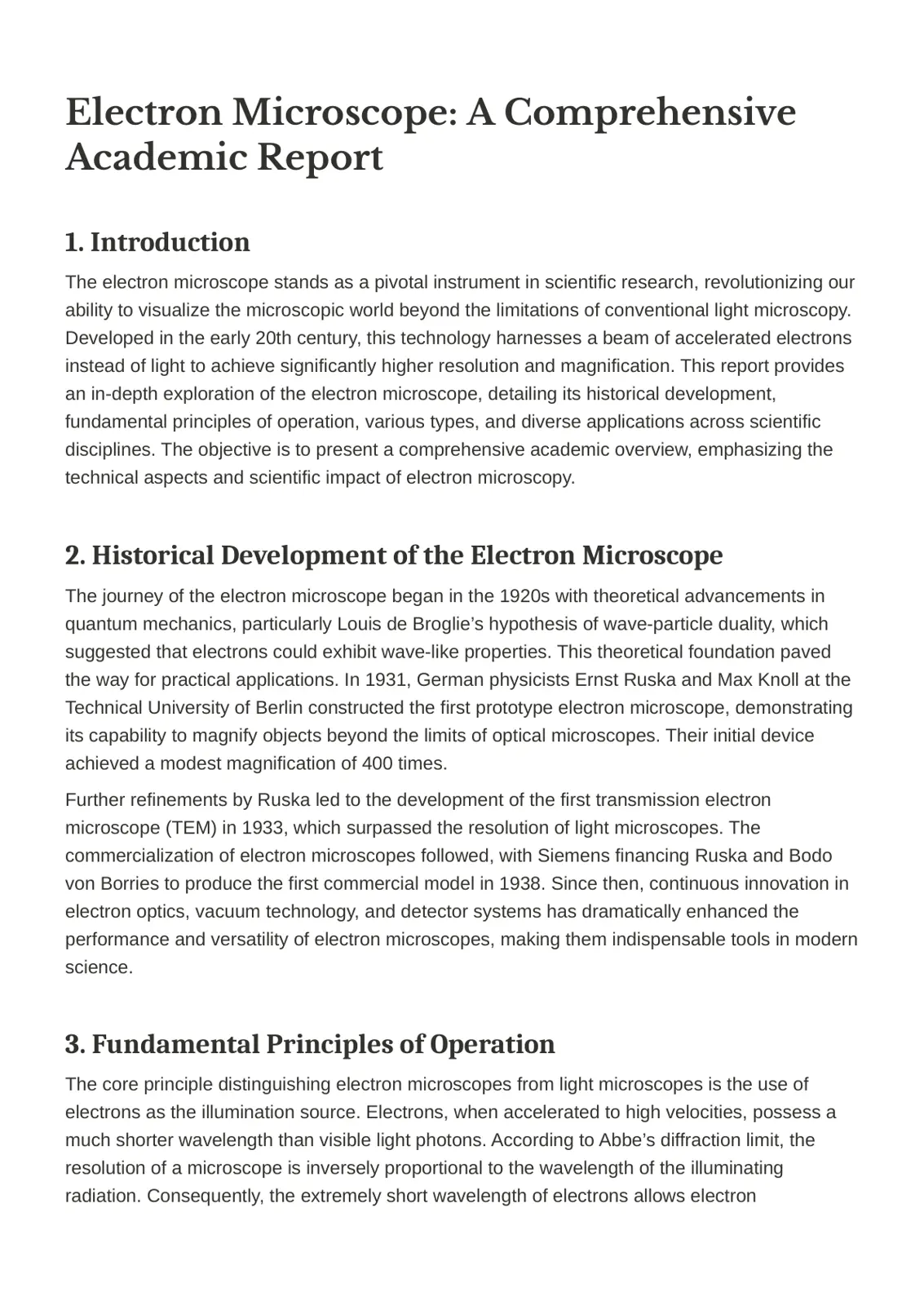 غلاف تقرير Electron Microscope: A Comprehensive Academic Report