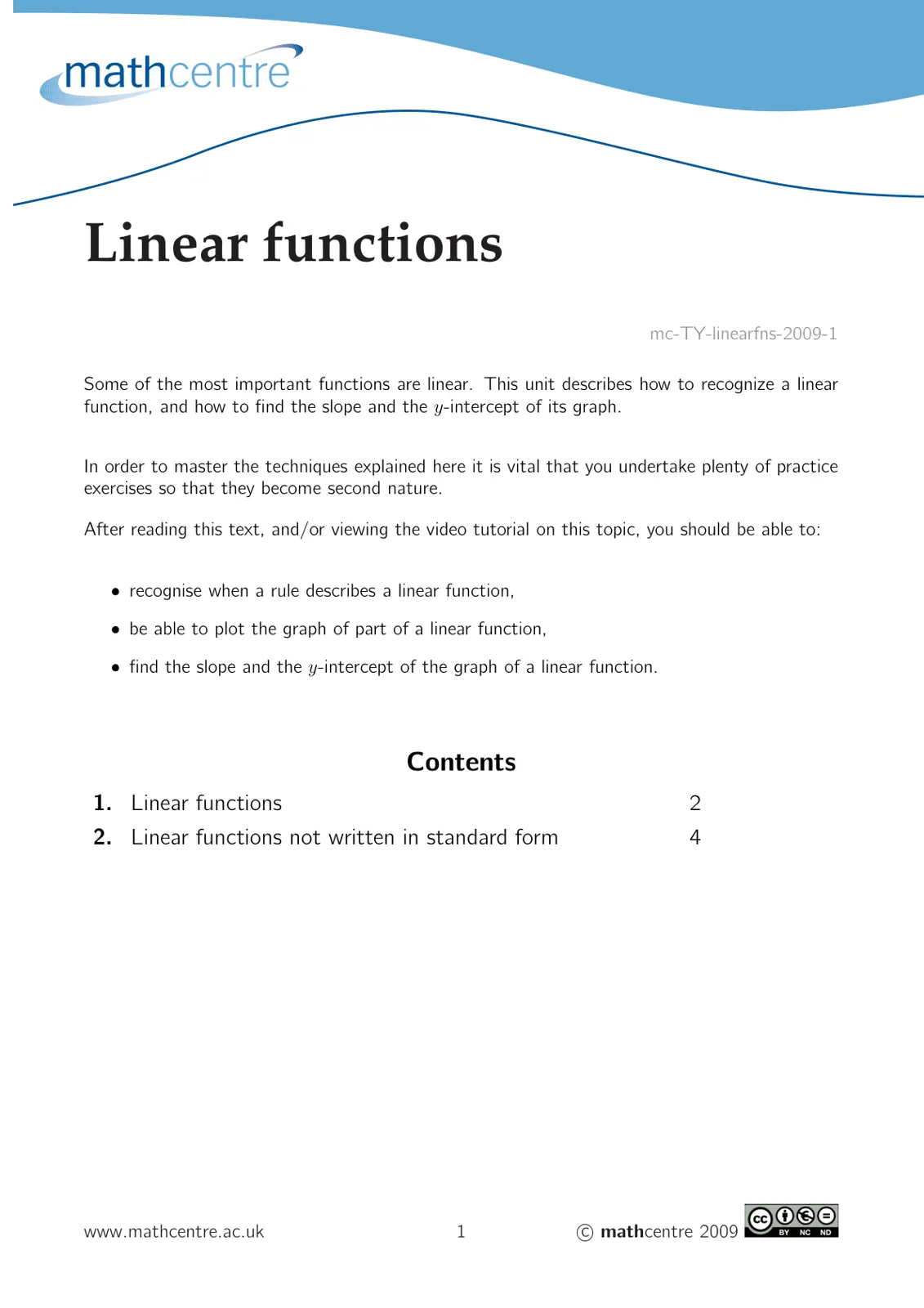 غلاف تقرير Linear functions