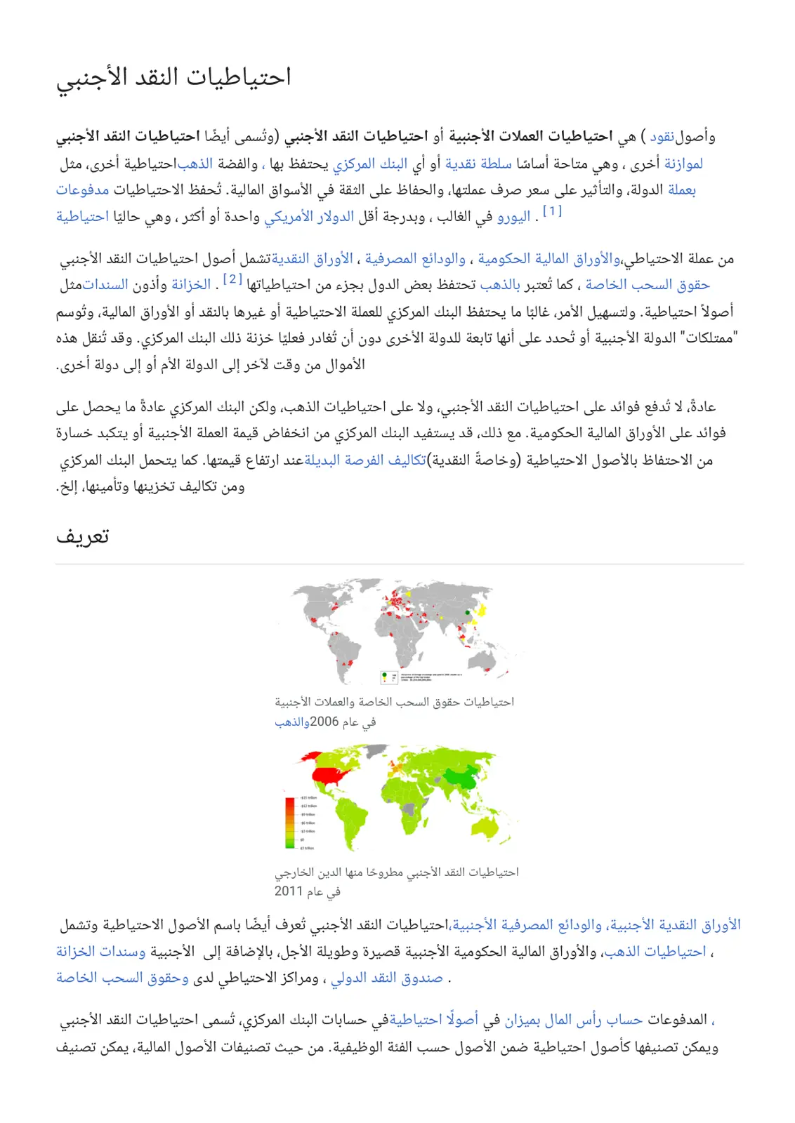 غلاف تقرير احتياطيات النقد الأجنبي