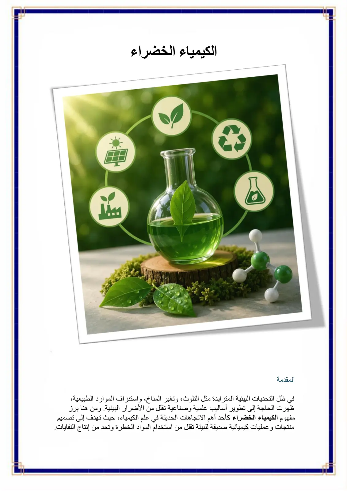 غلاف تقرير الكيمياء الخضراء