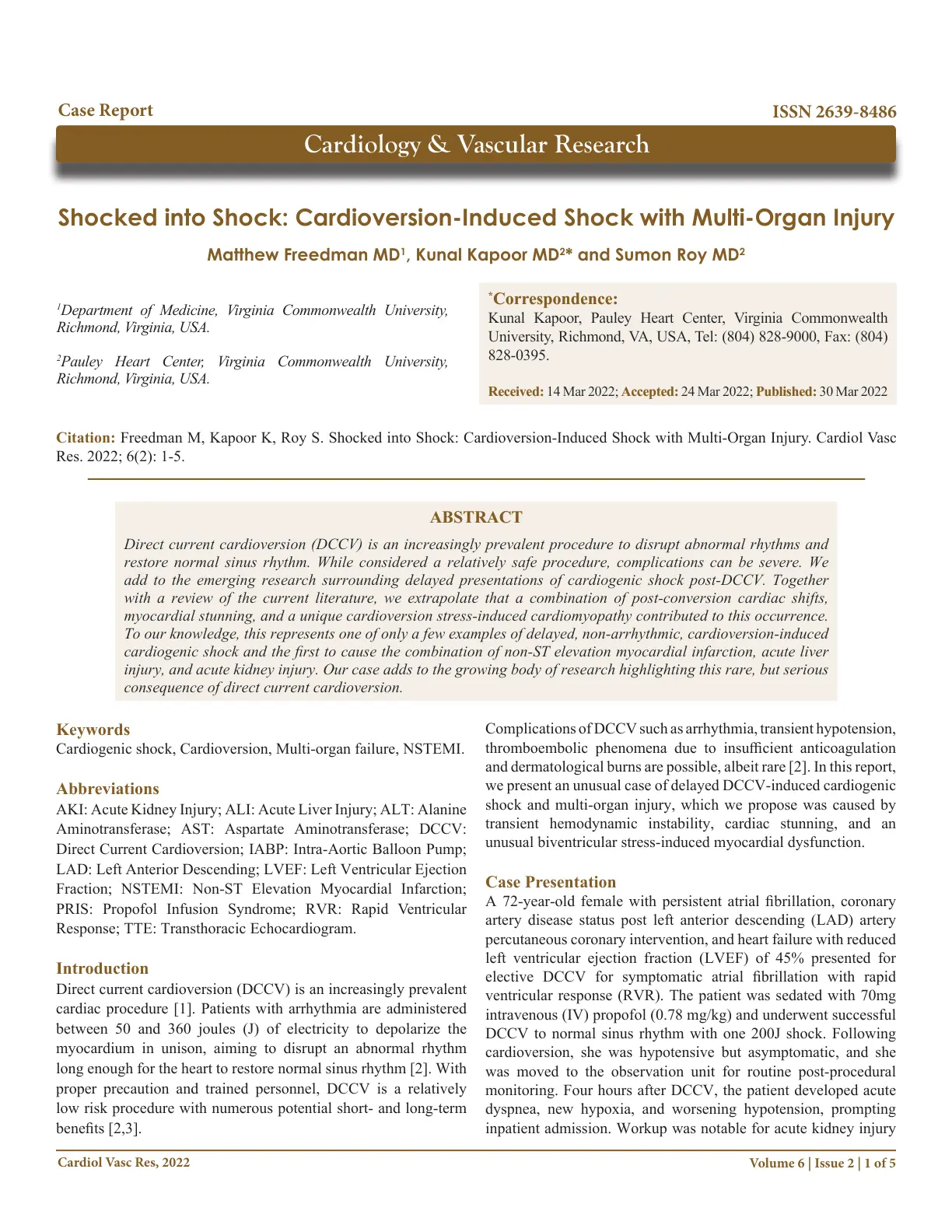 غلاف تقرير Shocked into Shock: Cardioversion-Induced Shock with Multi-Organ Injury