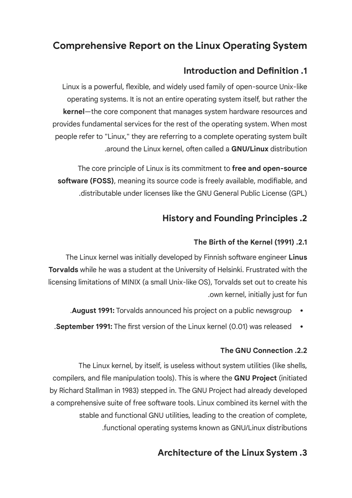 غلاف تقرير Comprehensive Report on the Linux Operating System