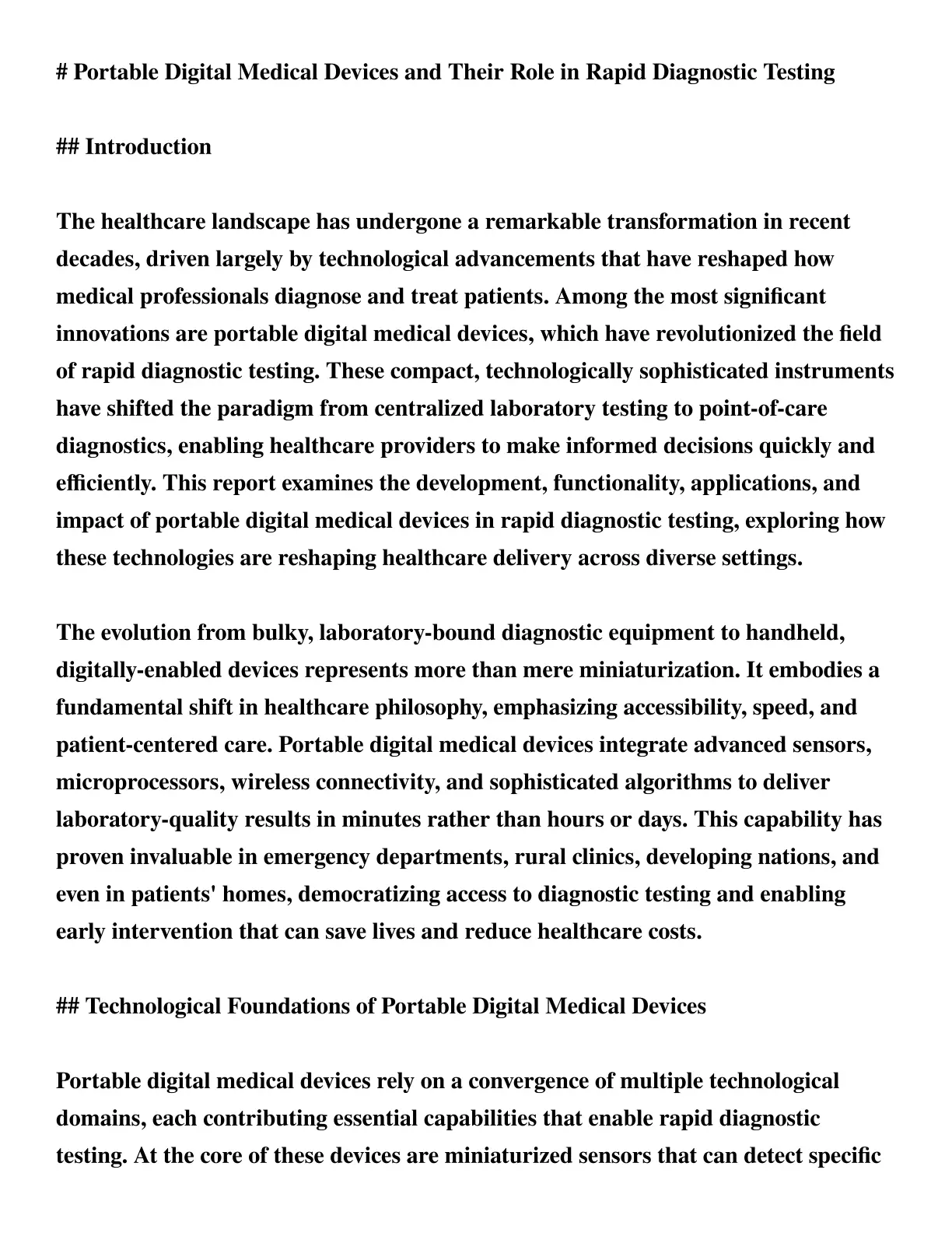 غلاف تقرير Portable Digital Medical Devices and Their Role in Rapid Diagnostic Testing