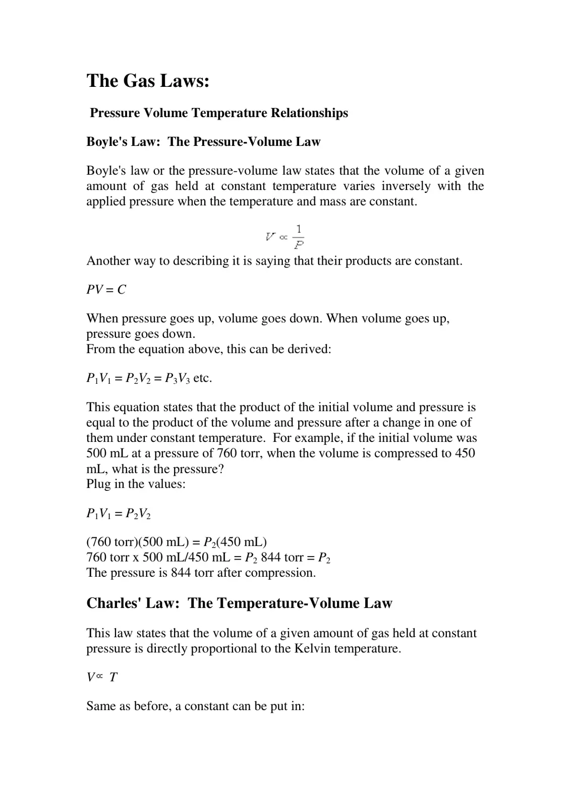 غلاف تقرير The Gas Laws: Pressure Volume Temperature Relationships