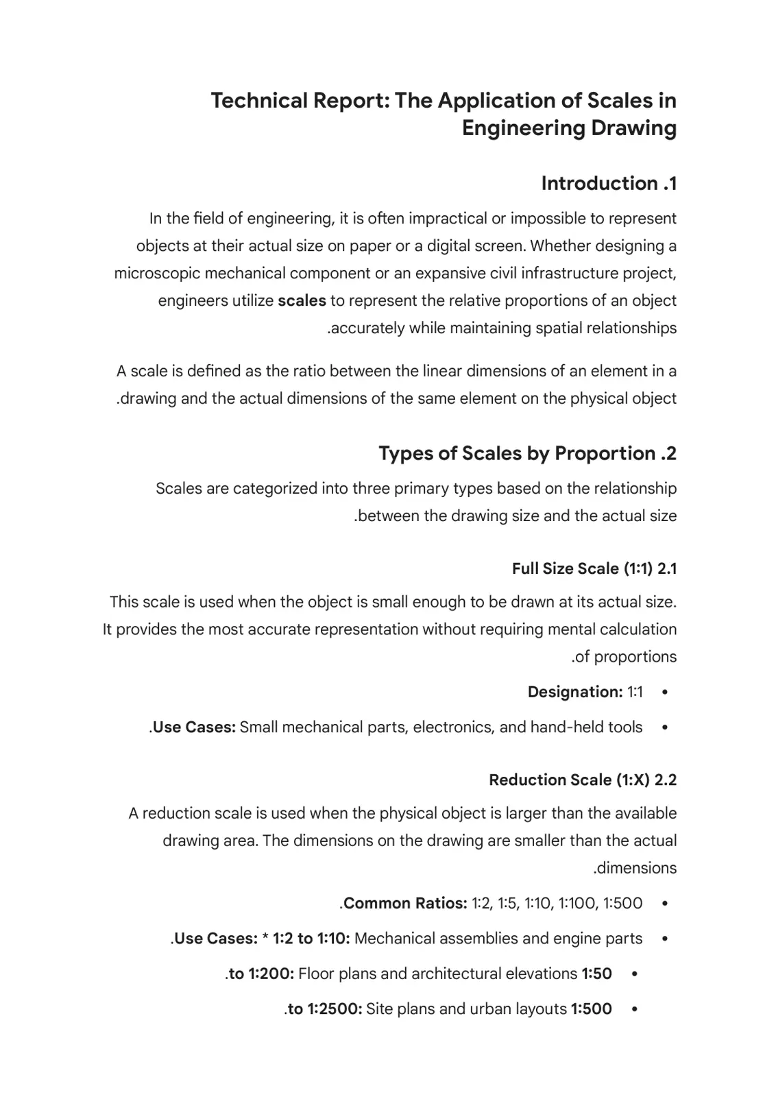 غلاف تقرير Technical Report: The Application of Scales in Engineering Drawing