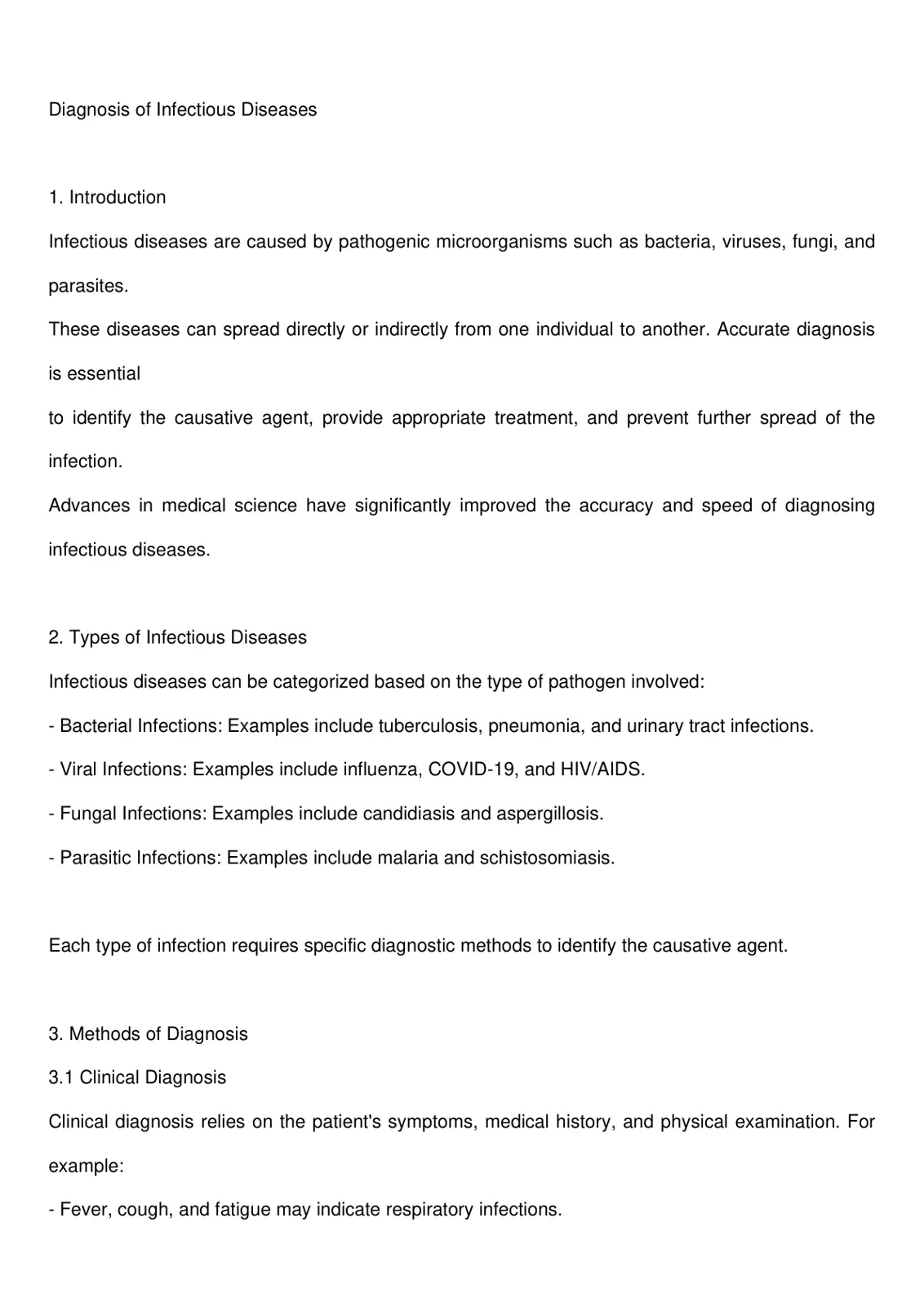غلاف تقرير Diagnosis of Infectious Diseases