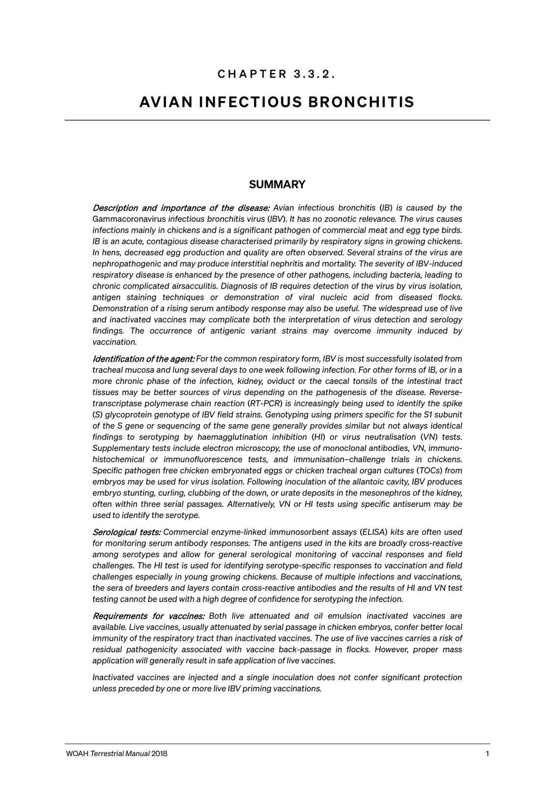 غلاف تقرير AVIAN INFECTIOUS BRONCHITIS