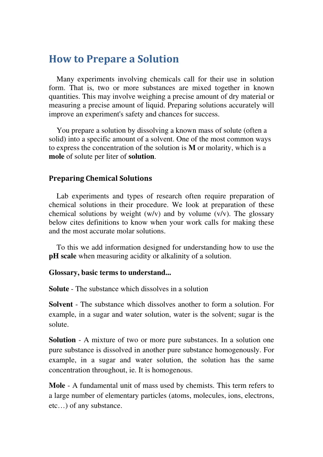 غلاف تقرير How to Prepare a Solution