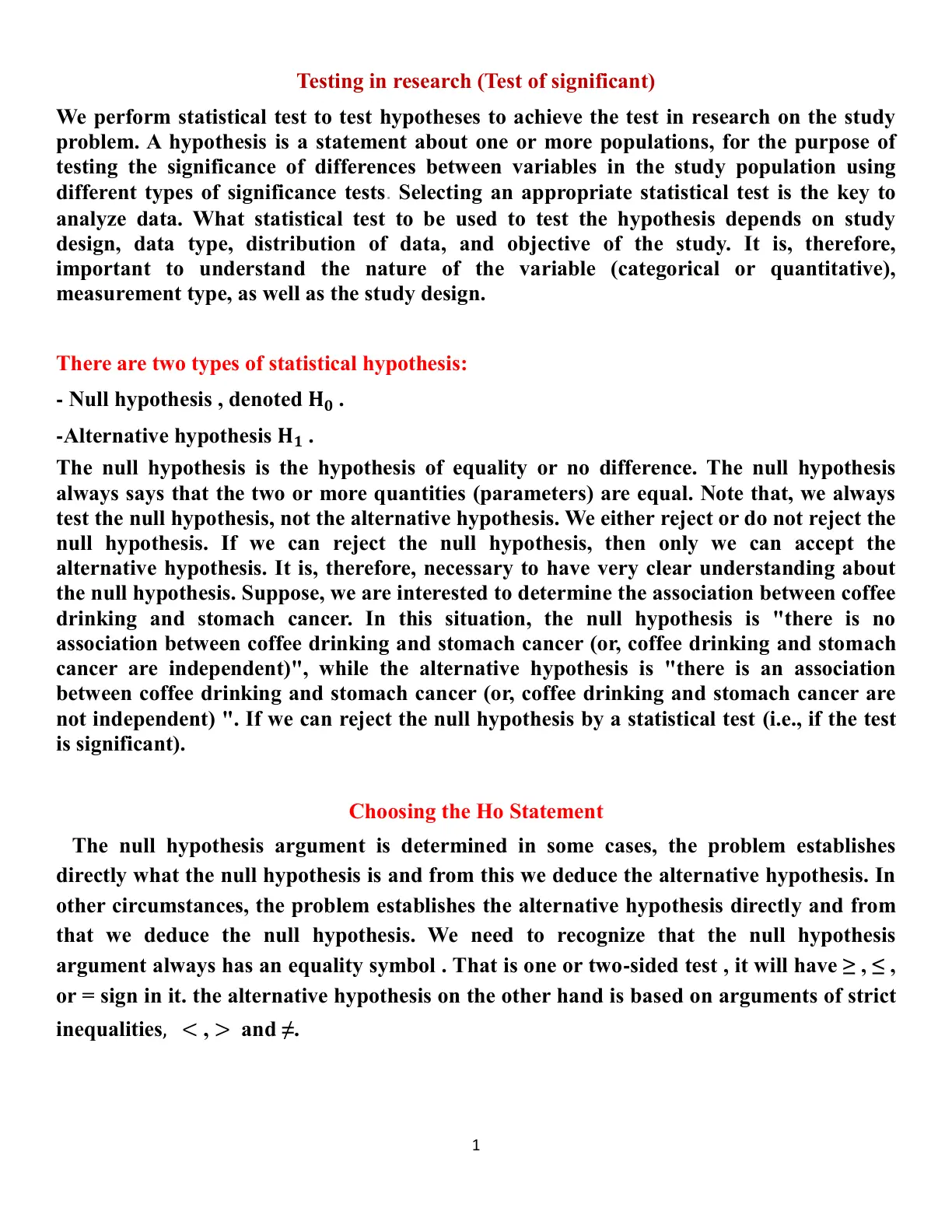 غلاف تقرير Testing in research (Test of significance)