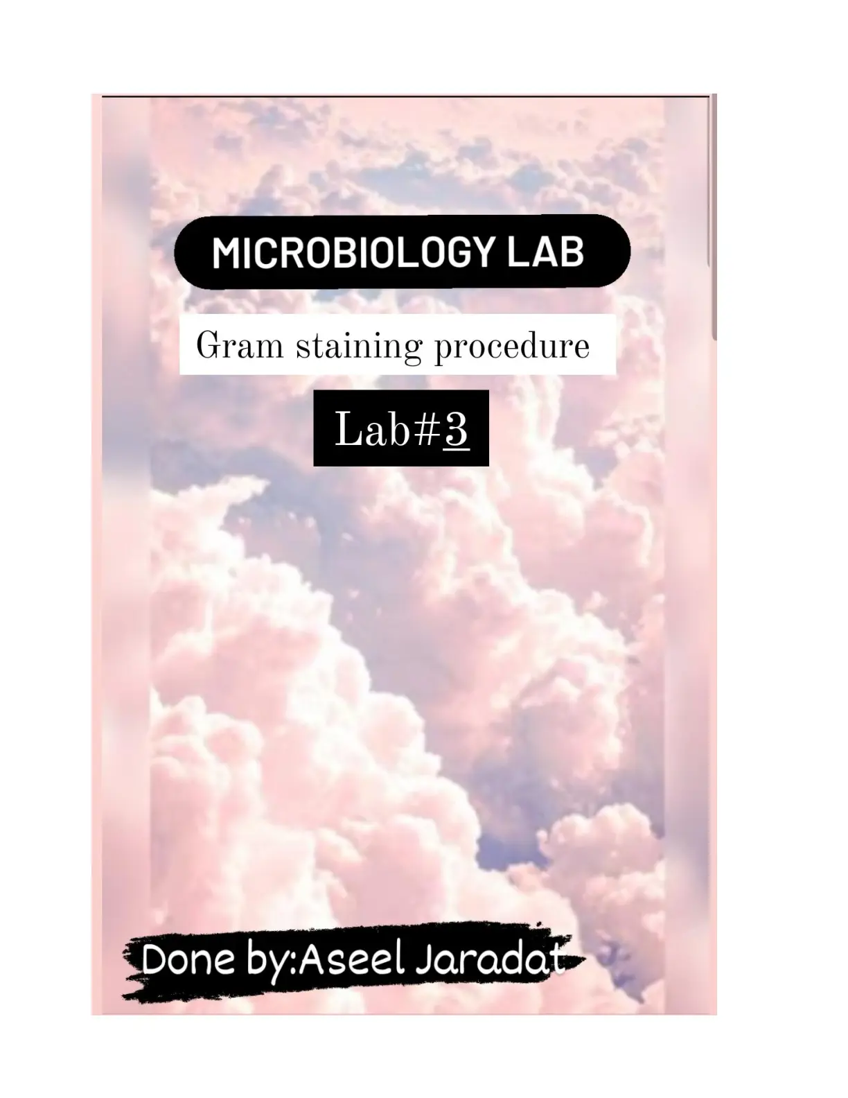 غلاف تقرير MICROBIOLOGY LAB Gram staining procedure