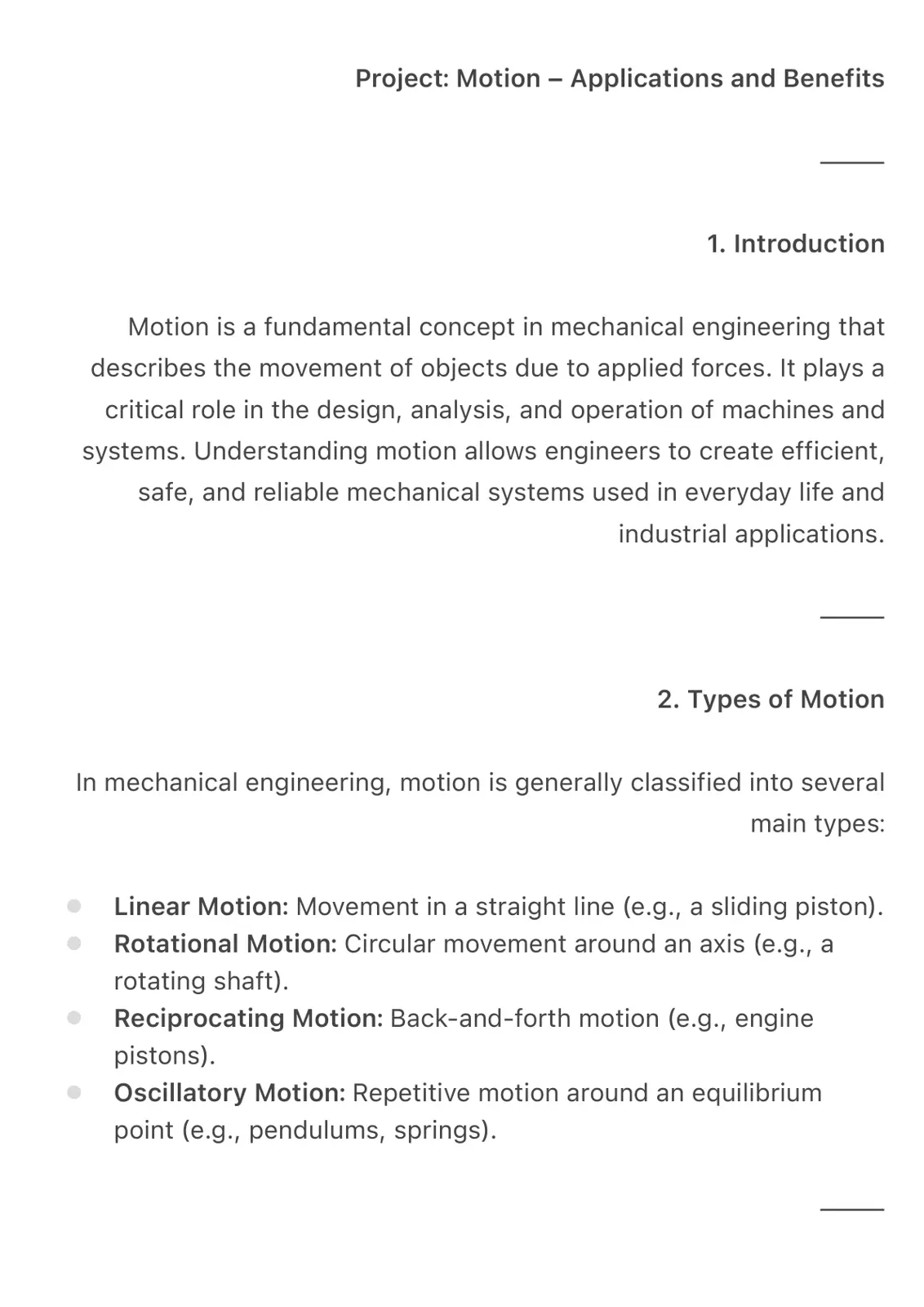 غلاف تقرير Project: Motion - Applications and Benefits