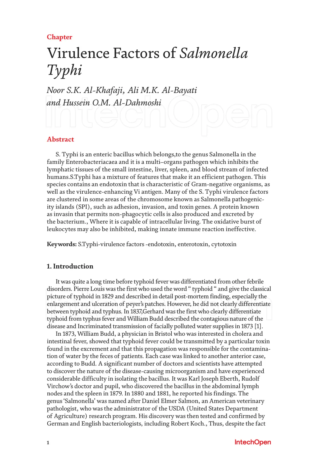 غلاف تقرير Virulence Factors of Salmonella Typhi