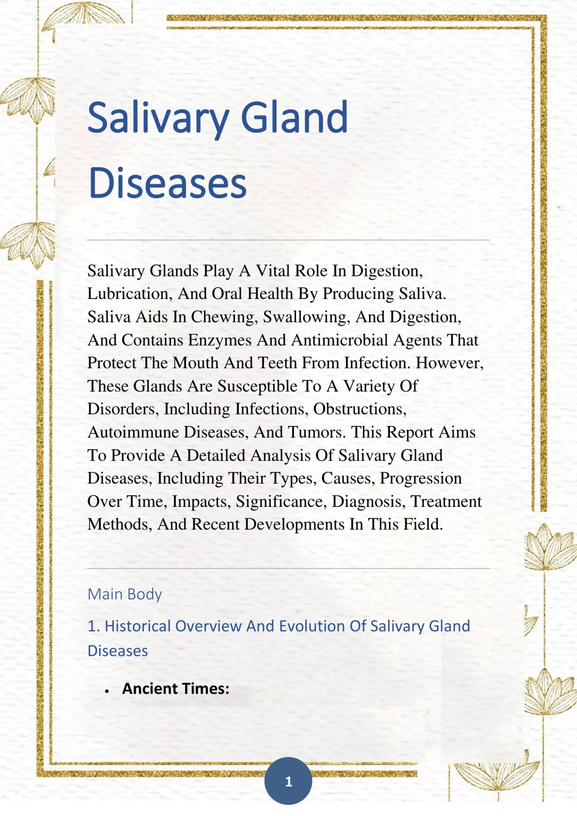 غلاف تقرير Salivary Gland Diseases