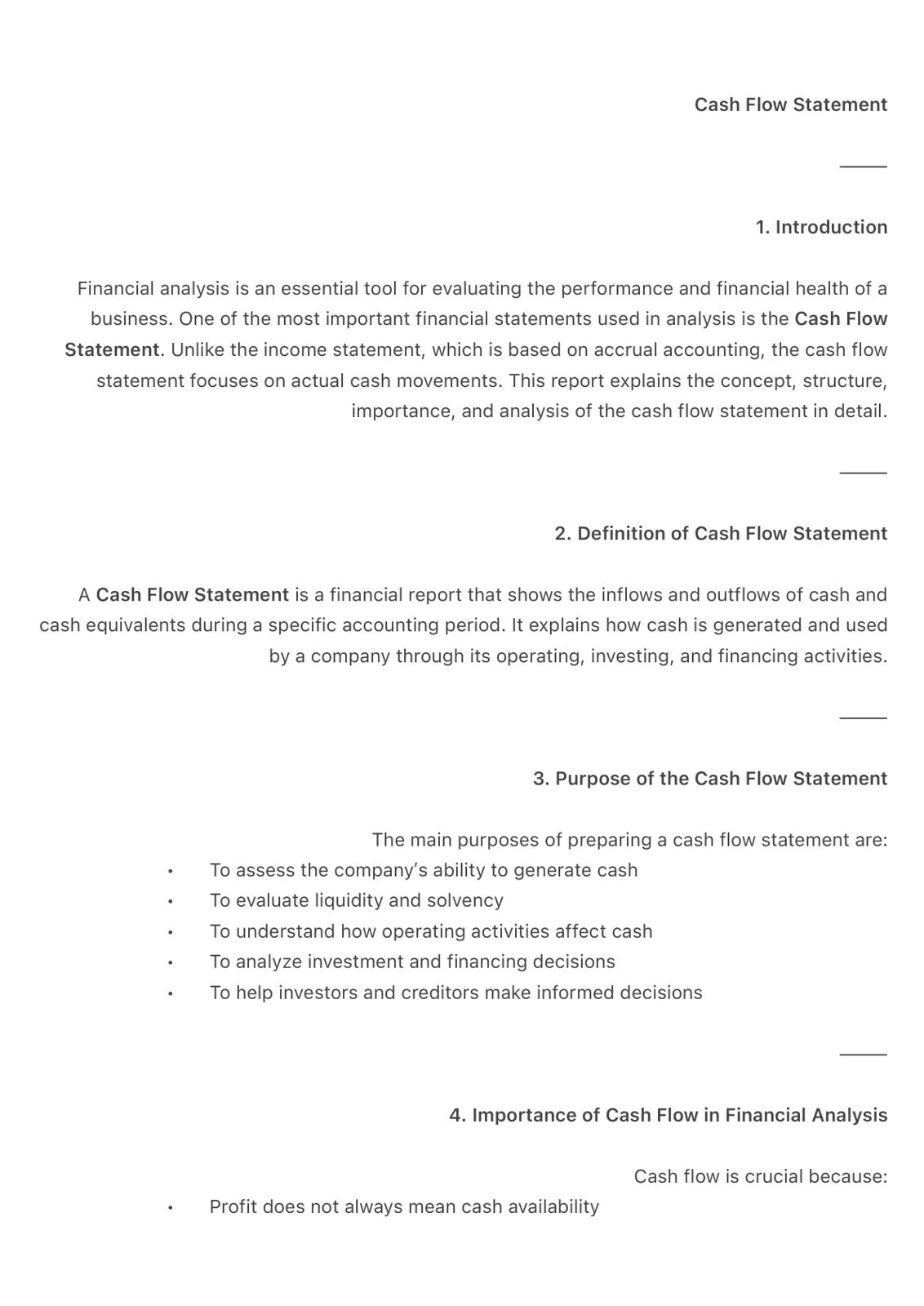 غلاف تقرير Cash Flow Statement