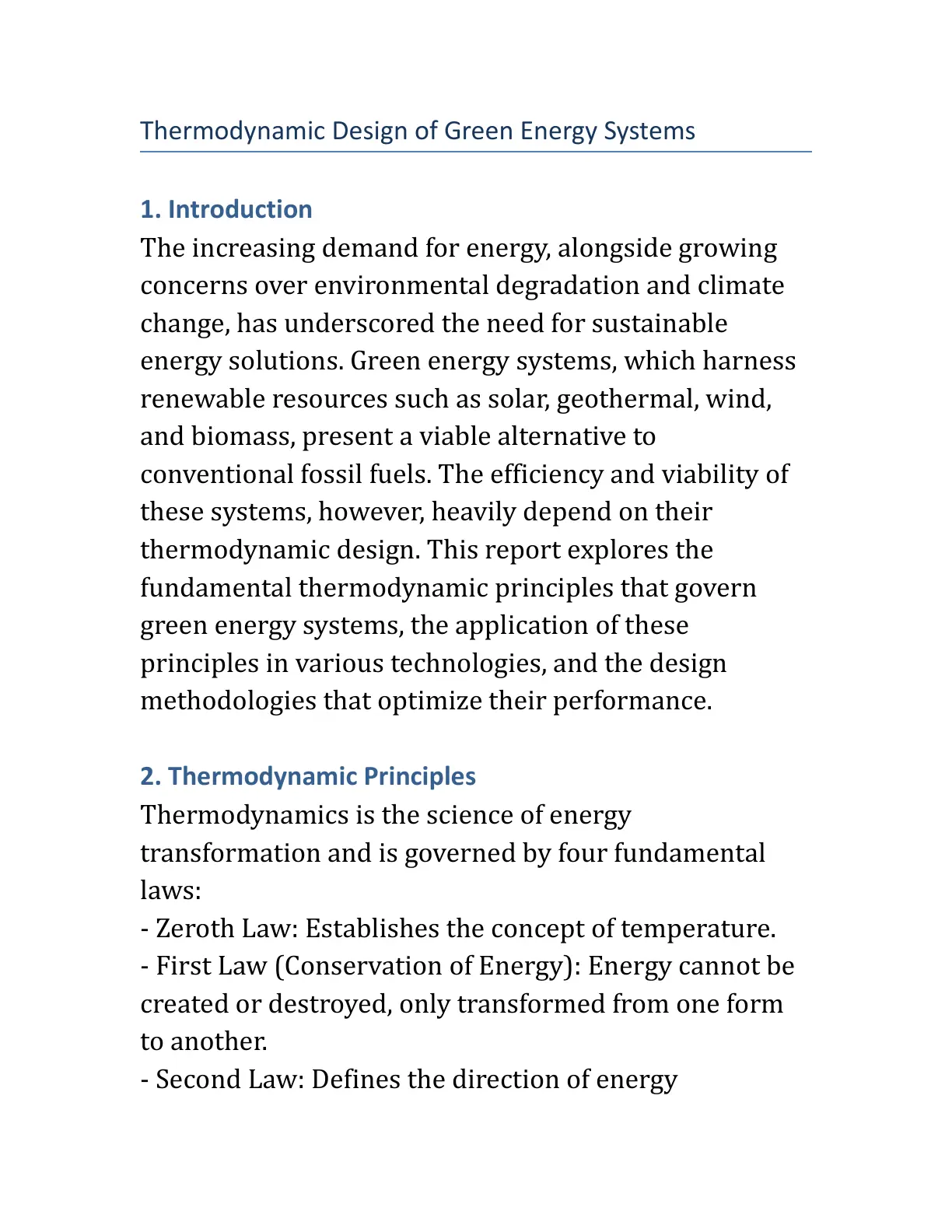 غلاف تقرير Thermodynamic Design of Green Energy Systems