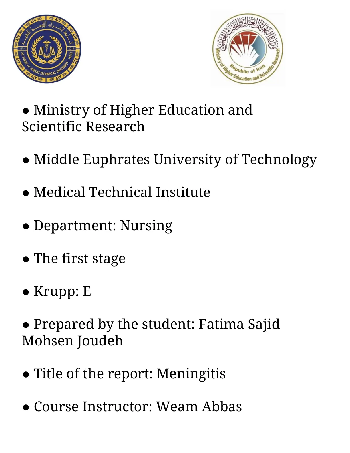غلاف تقرير Meningitis