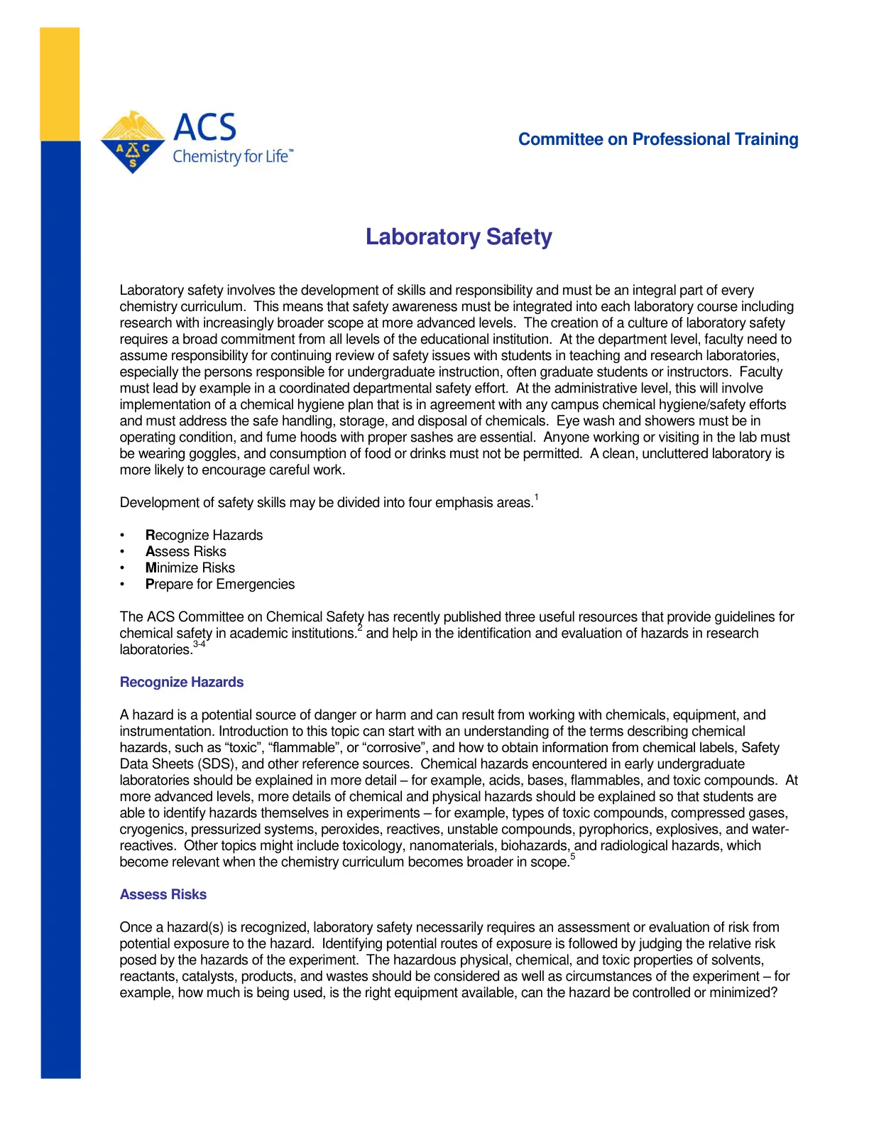 غلاف تقرير Laboratory Safety