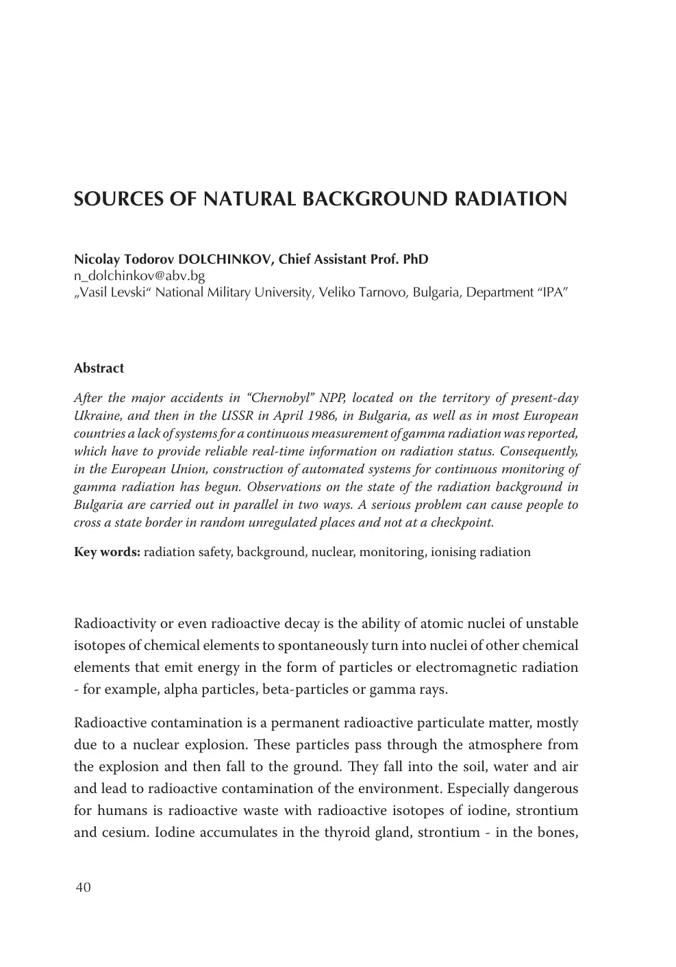 غلاف تقرير Sources of Natural Background Radiation