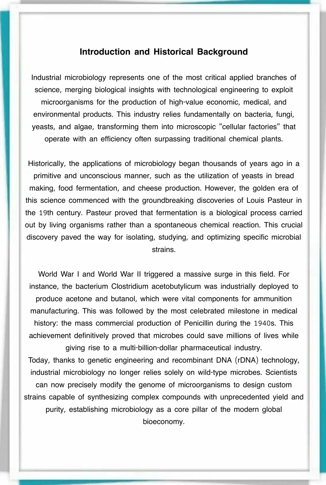 غلاف تقرير Industrial Microbiology
