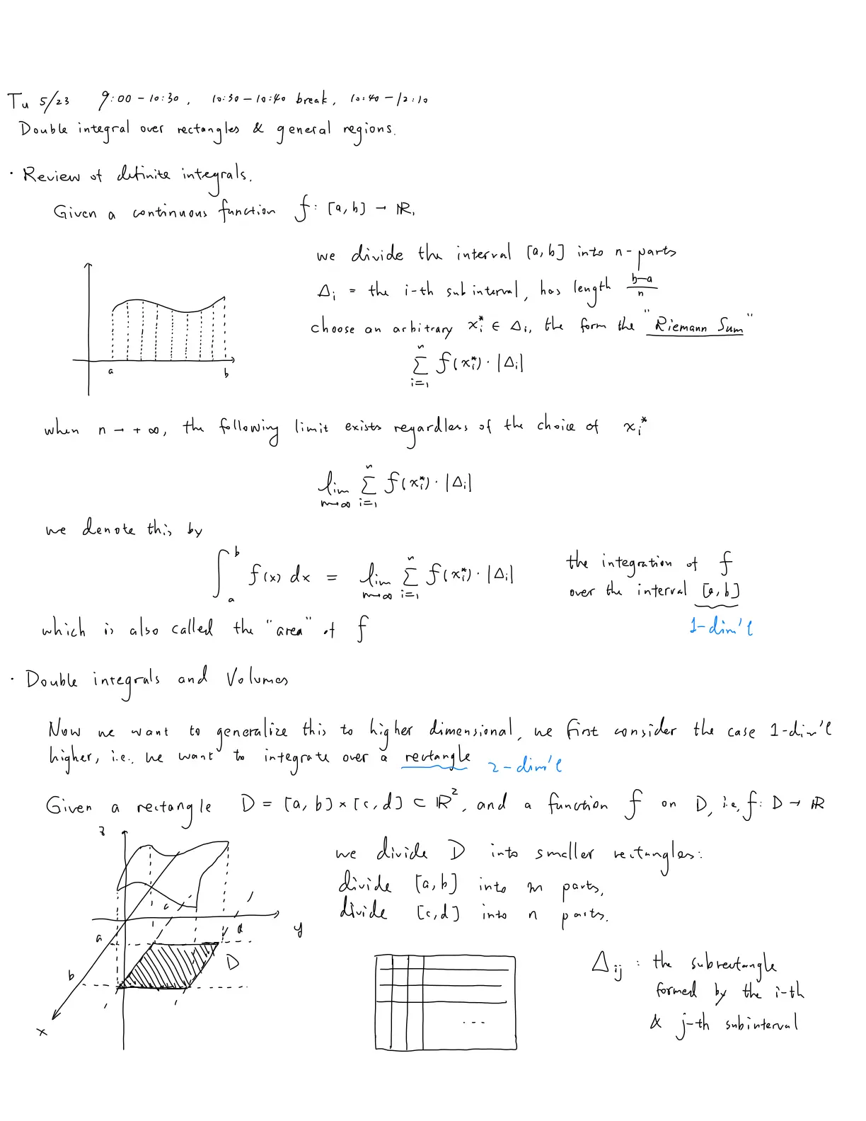 غلاف تقرير Double integral over rectangles & general regions