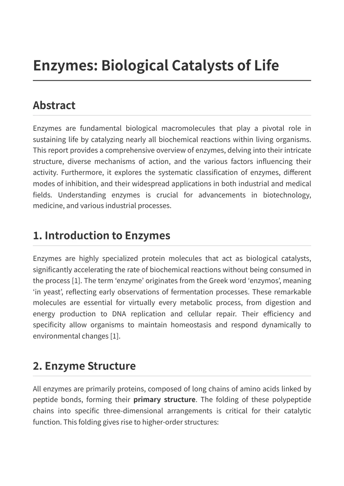 غلاف تقرير Enzymes: Biological Catalysts of Life