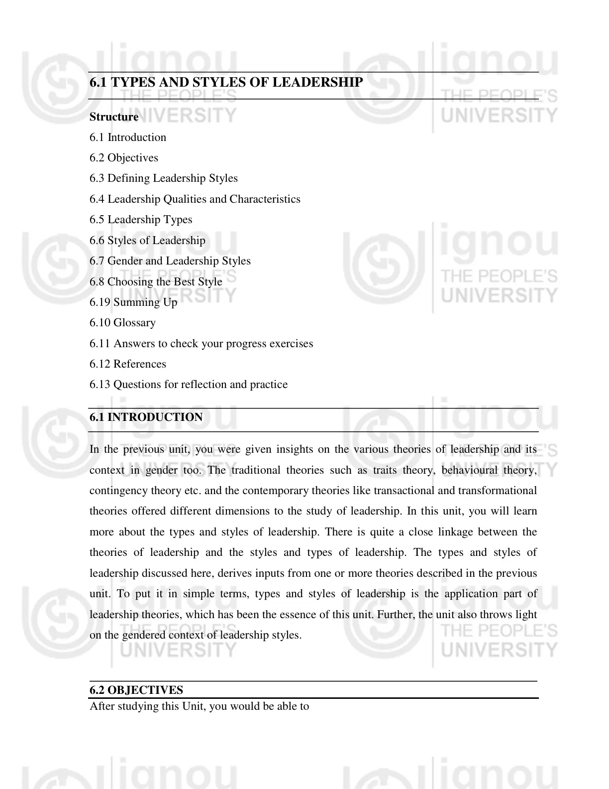 غلاف تقرير 6.1 TYPES AND STYLES OF LEADERSHIP