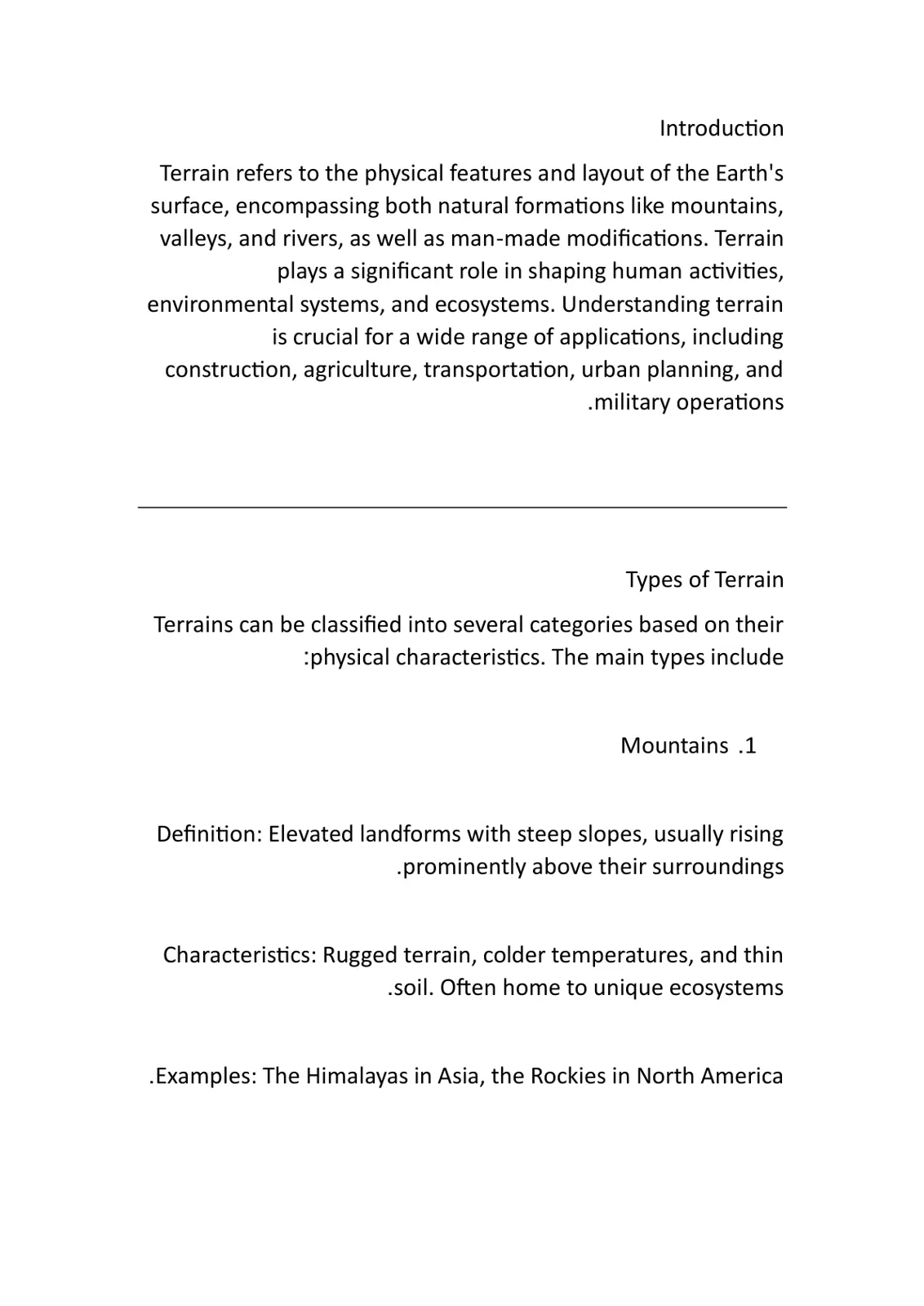 غلاف تقرير Types of Terrain