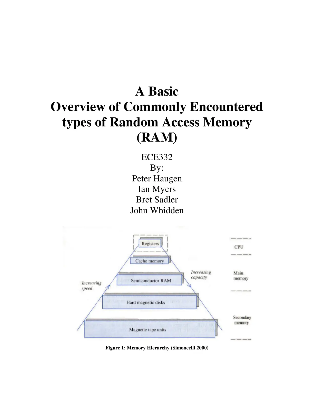غلاف تقرير A Basic Overview of Commonly Encountered types of Random Access Memory (RAM)