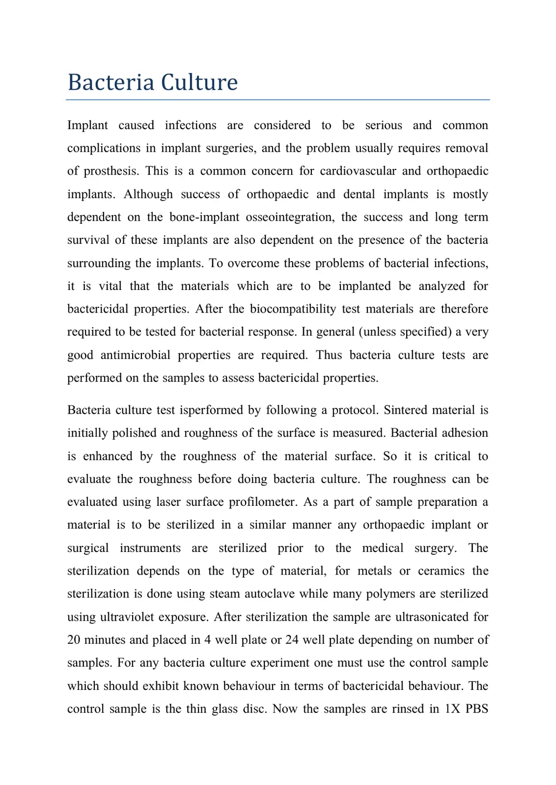 غلاف تقرير Bacteria Culture