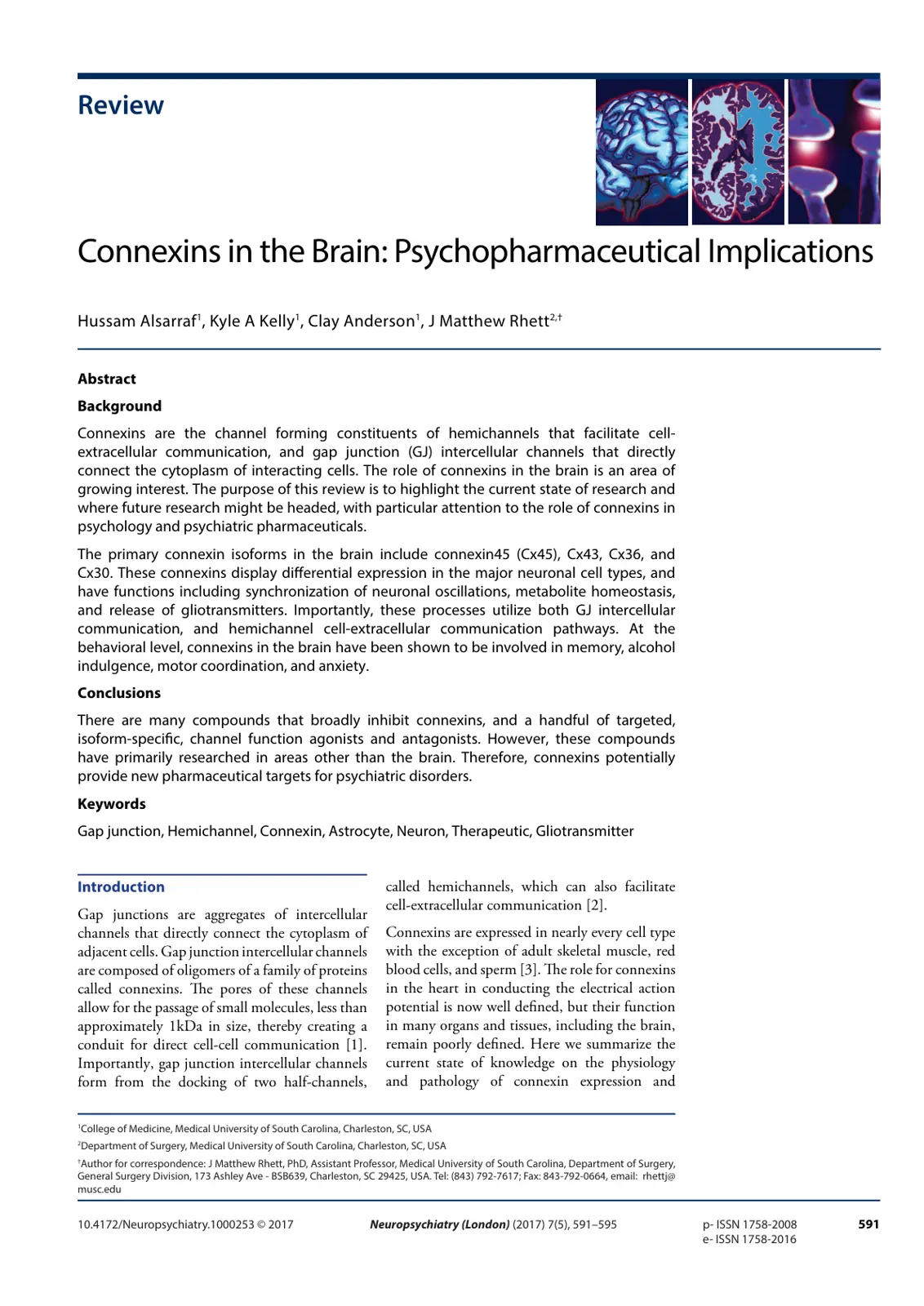 غلاف تقرير Connexins in the Brain: Psychopharmaceutical Implications