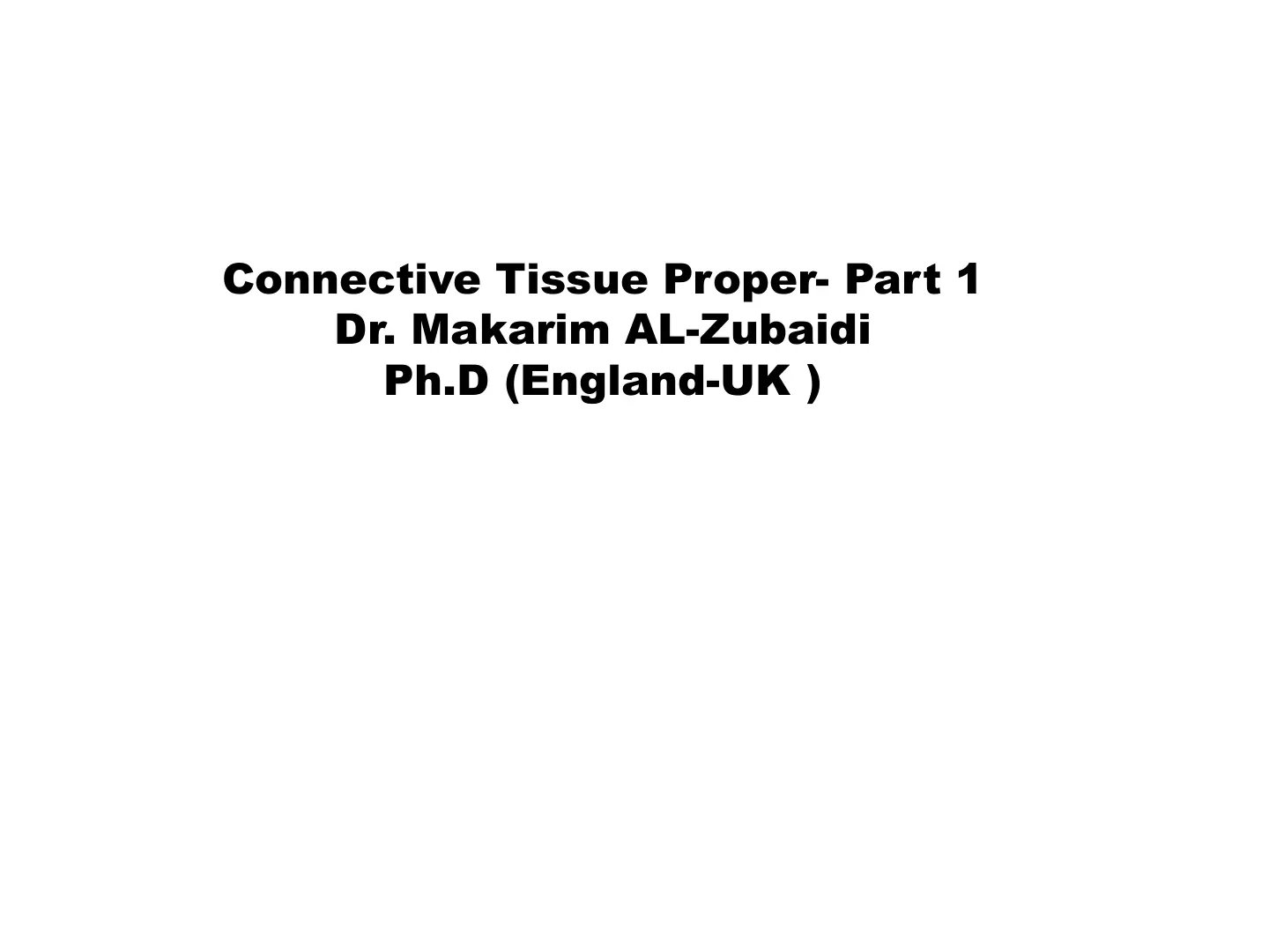 غلاف تقرير Connective Tissue Proper - Part 1