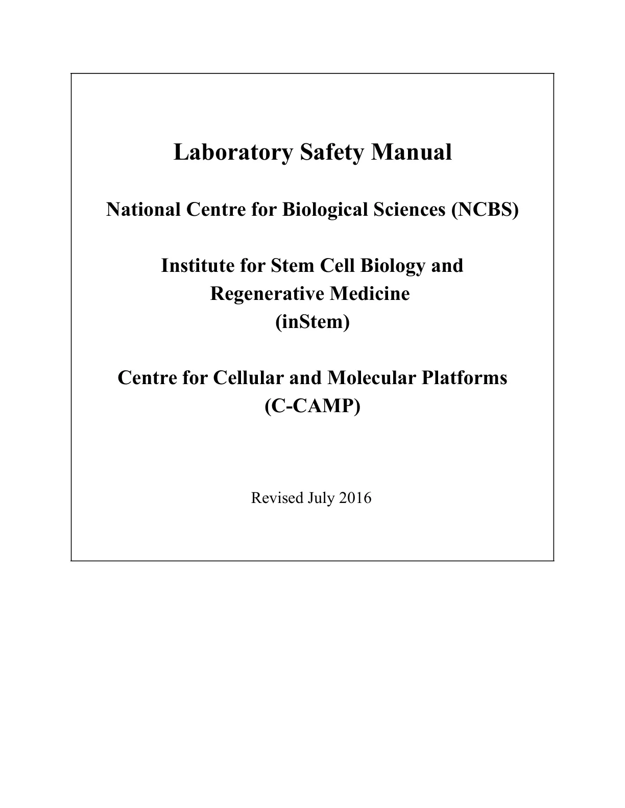 غلاف تقرير Laboratory Safety Manual