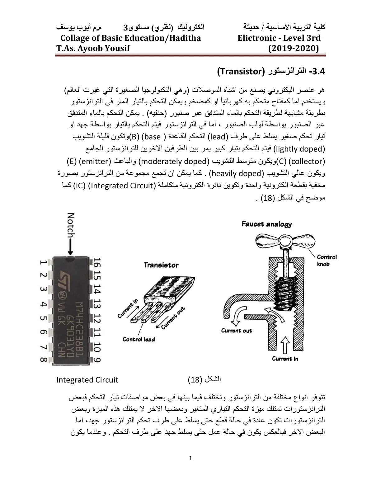 غلاف تقرير إلكترونيك (نظري) مستوى 3