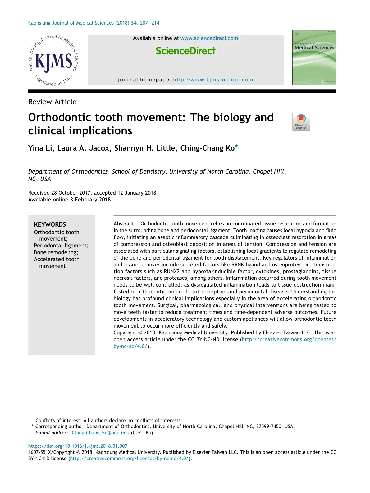 غلاف تقرير Orthodontic tooth movement: The biology and clinical implications