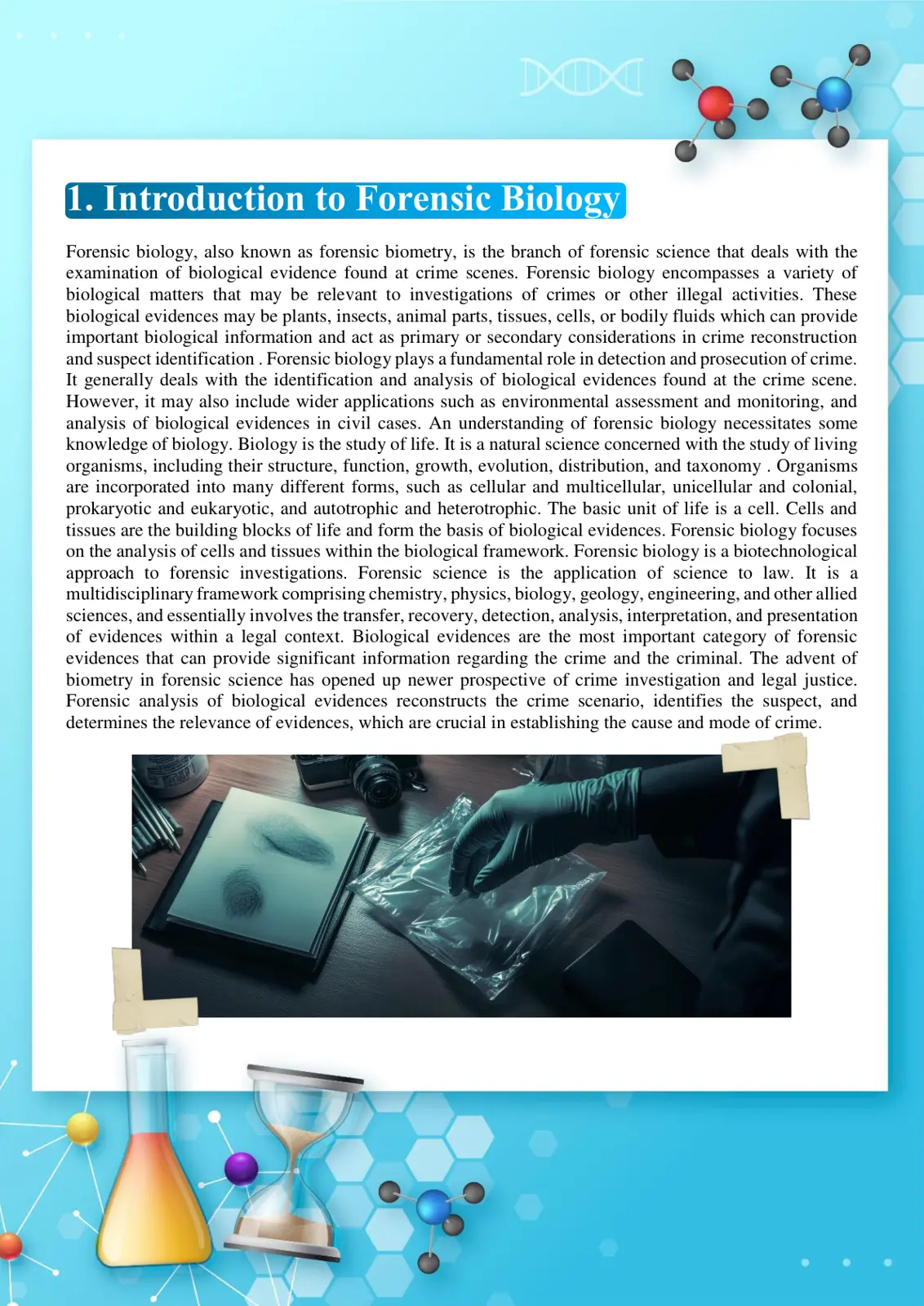 غلاف تقرير 1. Introduction to Forensic Biology