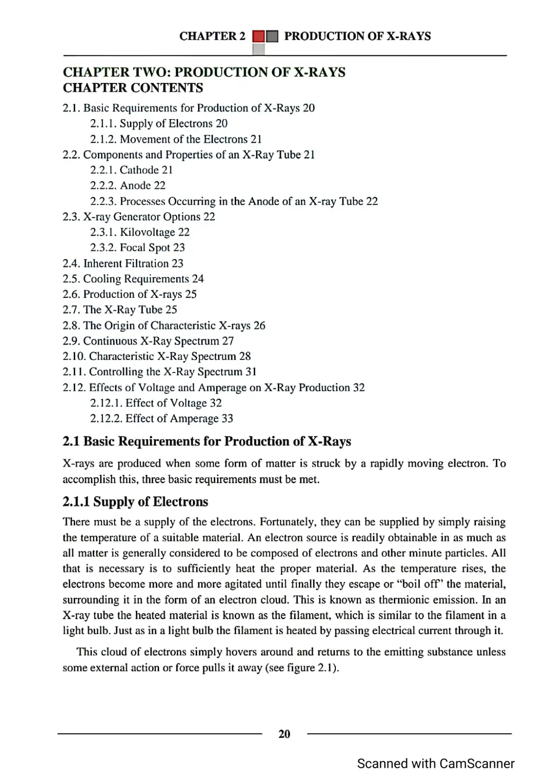 غلاف تقرير CHAPTER 2: PRODUCTION OF X-RAYS