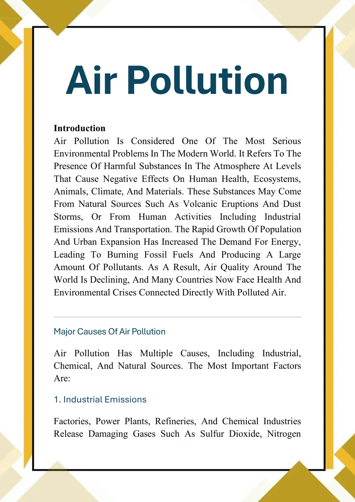 غلاف تقرير Air Pollution