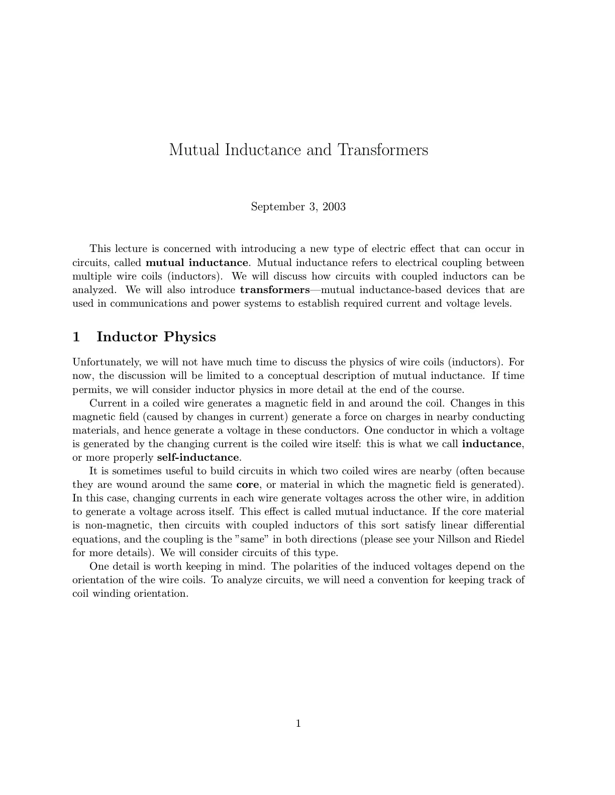 غلاف تقرير Mutual Inductance and Transformers