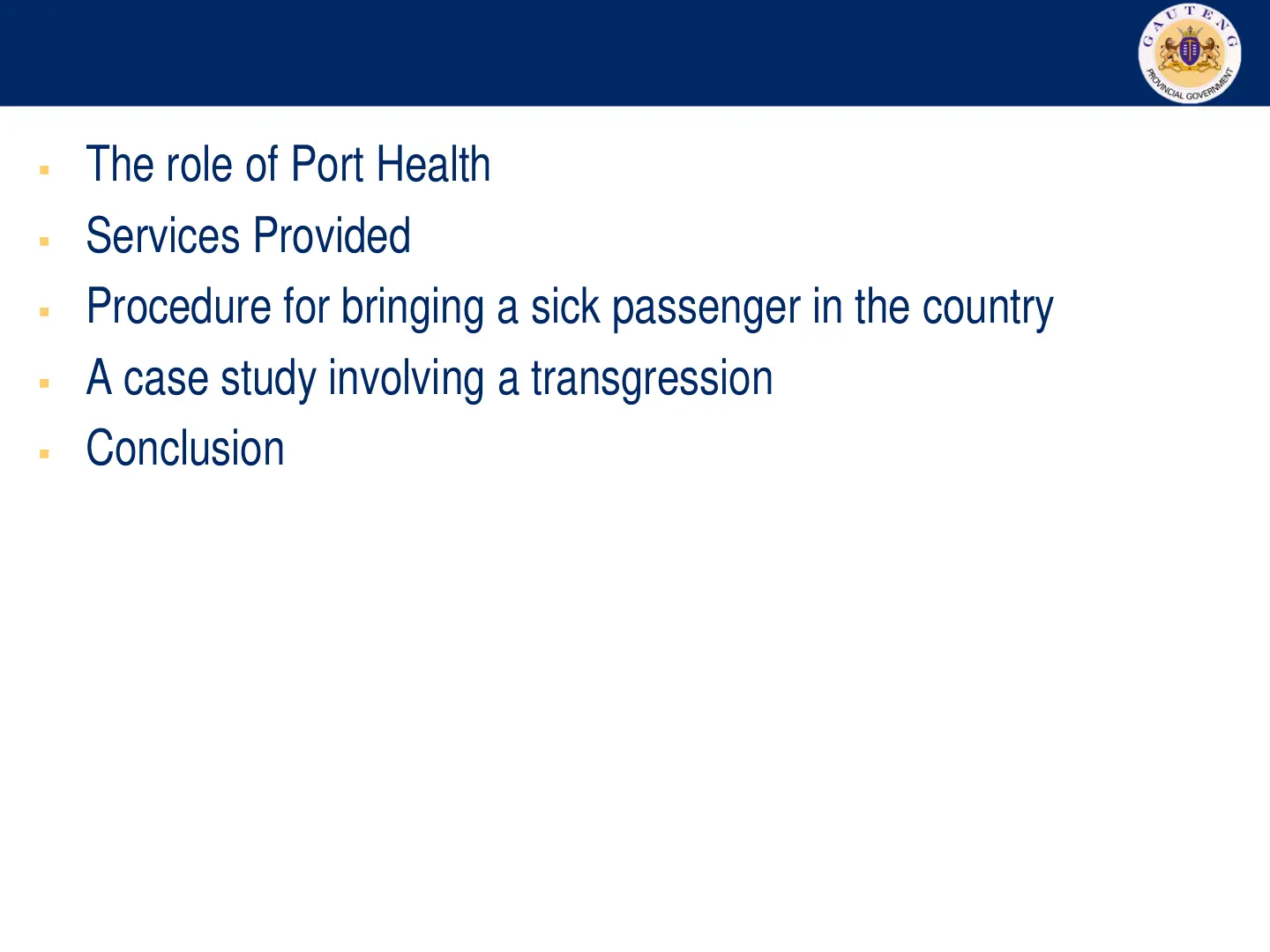 غلاف تقرير The role of Port Health Services