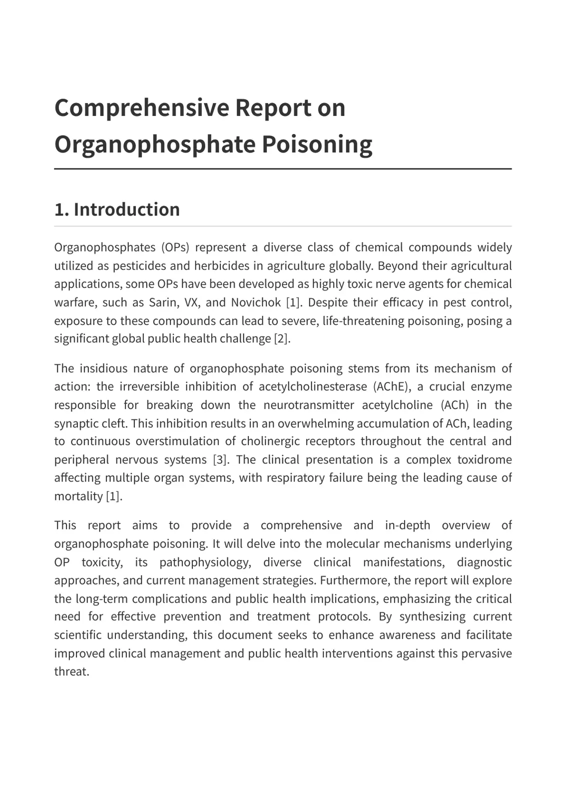 غلاف تقرير Comprehensive Report on Organophosphate Poisoning