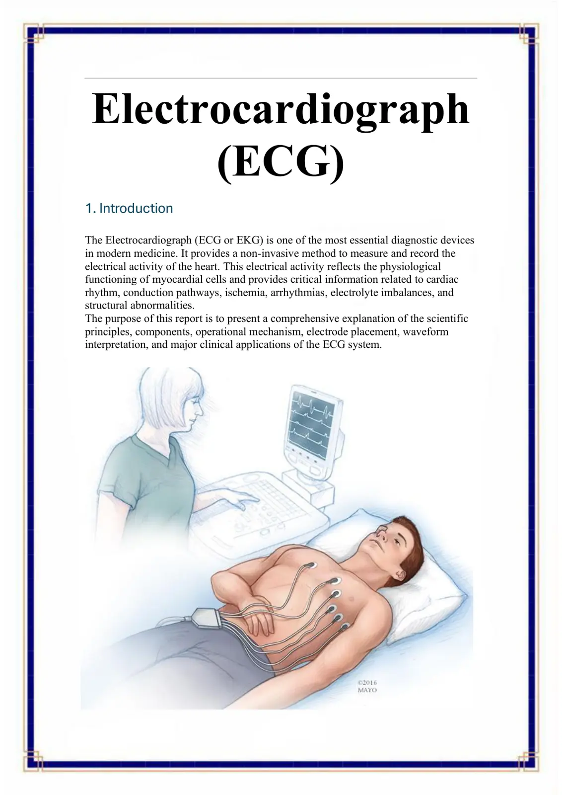 غلاف تقرير Electrocardiograph (ECG)