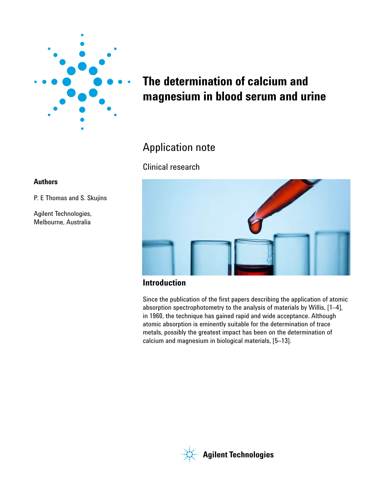 غلاف تقرير The determination of calcium and magnesium in blood serum and urine